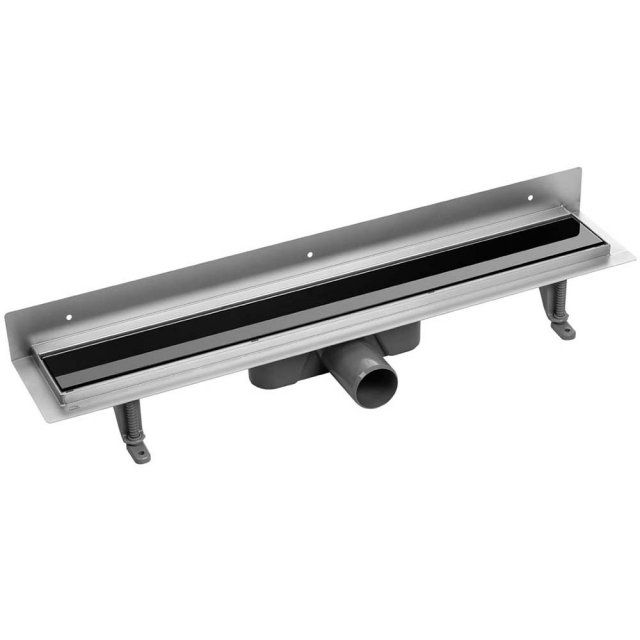 LAVEO Odpływ liniowy przyścienny BASSO 100 cm czarne szkło COB_711S