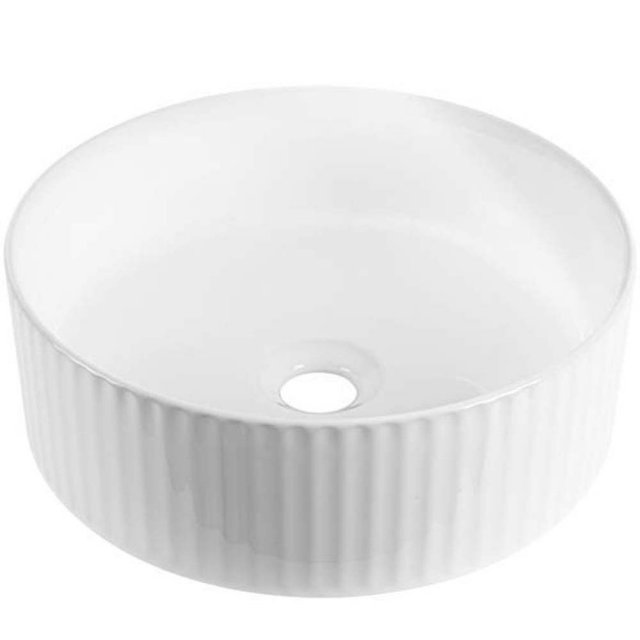 INVENA Umywalka nablatowa GLAMOUR okrągła biały połysk CE-63-001-C