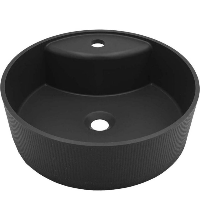 LAVEO Umywalka nablatowa CLIFF 36 cm granitowa ryflowana z miejscem n