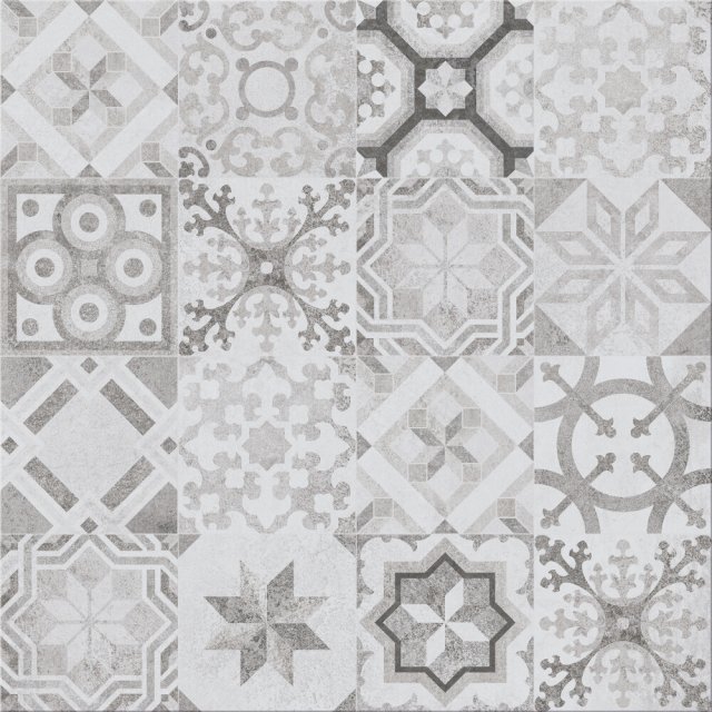 Gres szkliwiony inserto CONCRETE STYLE grey patchwork mat 42x42 gat.