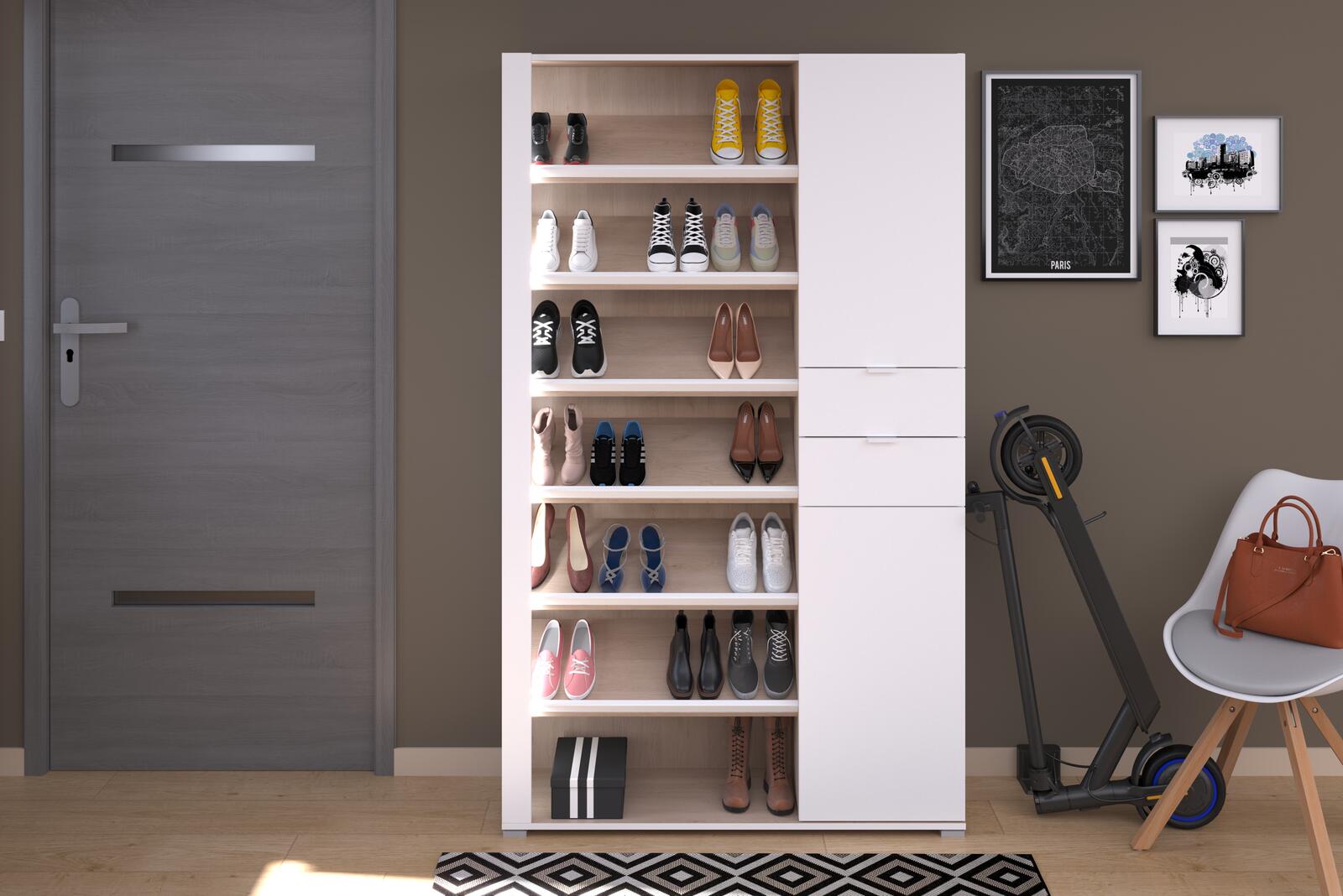 Stojak na buty dla dużej rodziny Shoesing biały duży