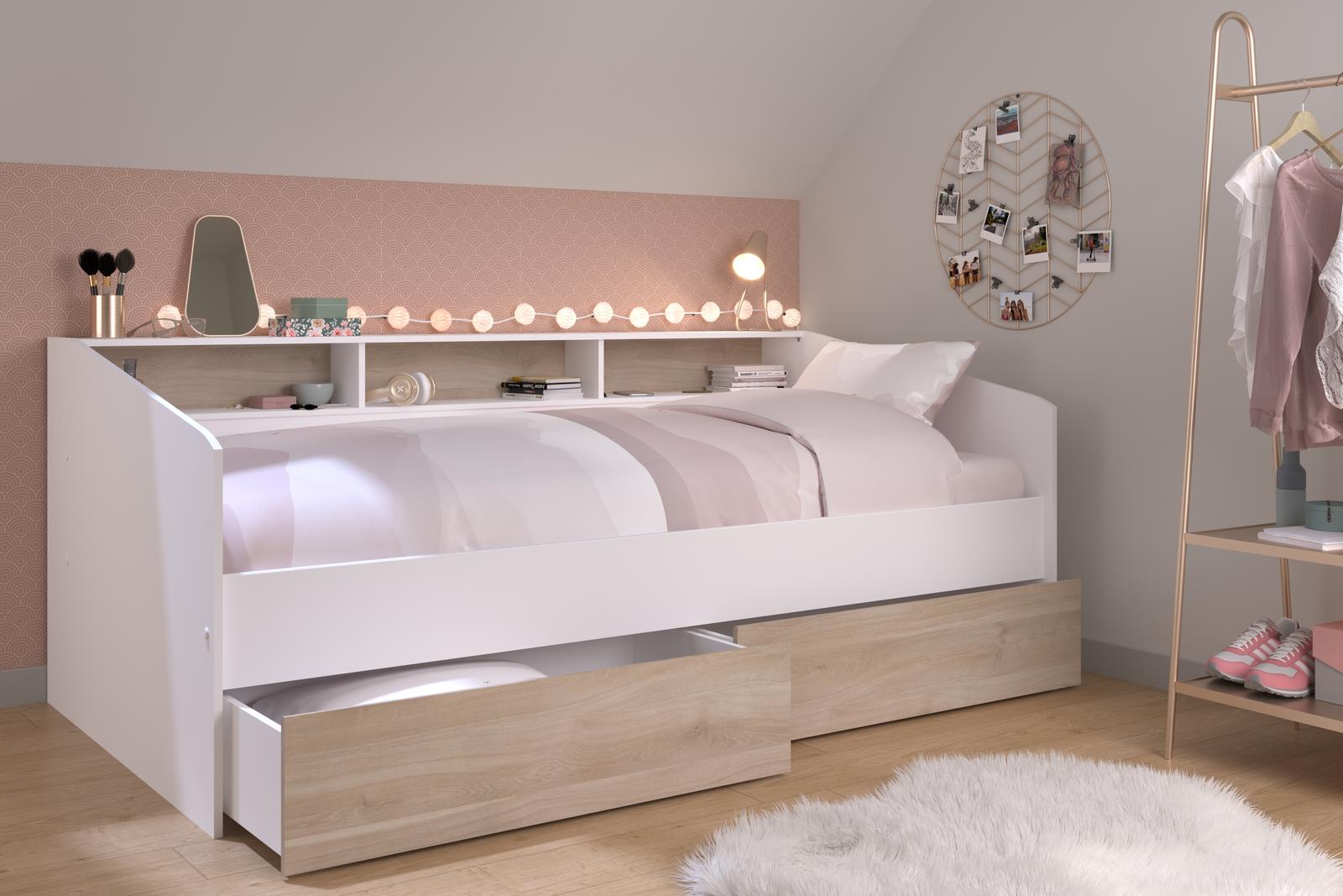 Łóżko dziecięce z szufladami dla dziewczynki Sleep oak