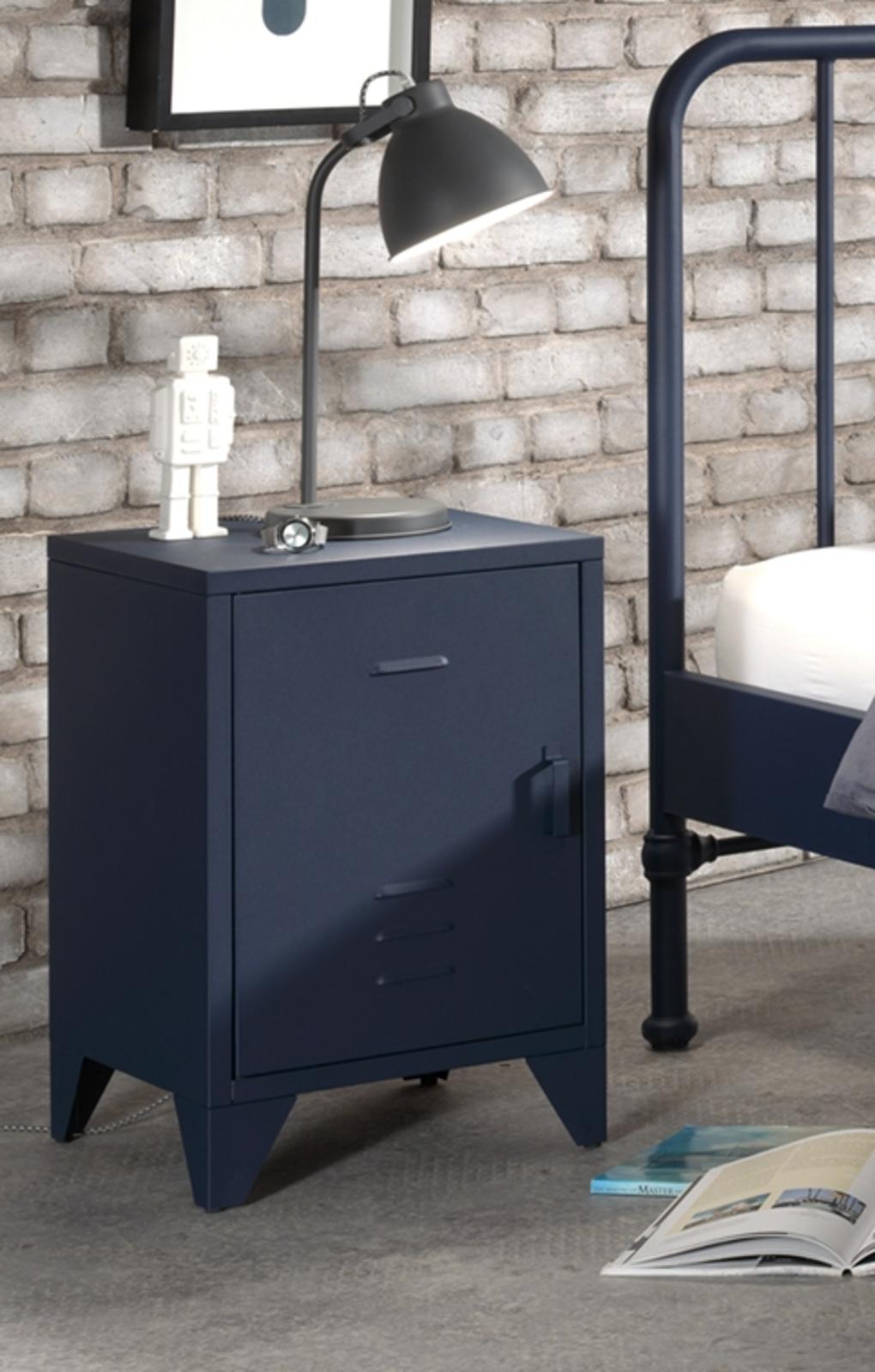 Stolik nocny dla dzieci w industrialnym designie Bronxx blue