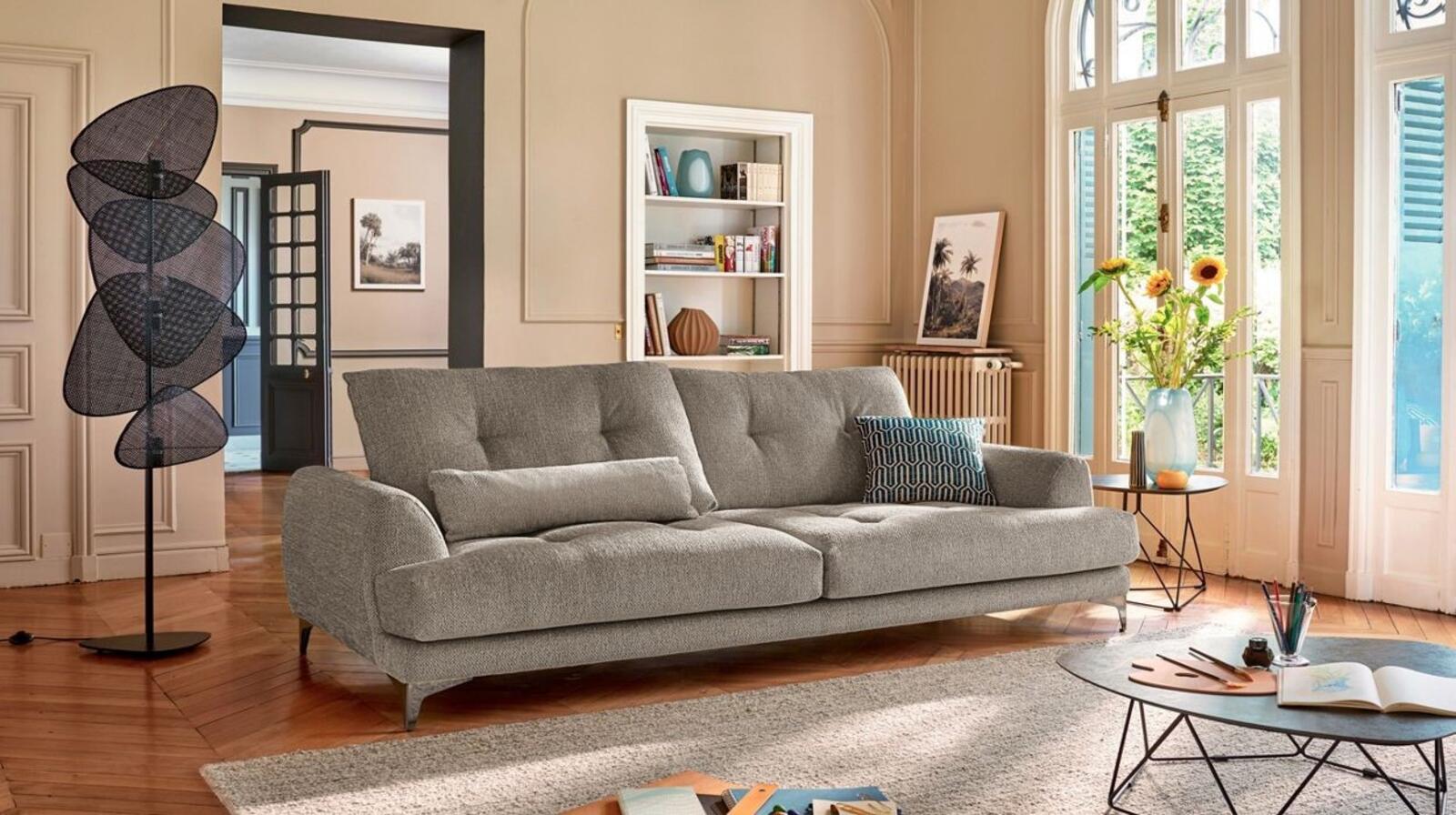 Sofa tapicerowana szara Ruby potrójna
