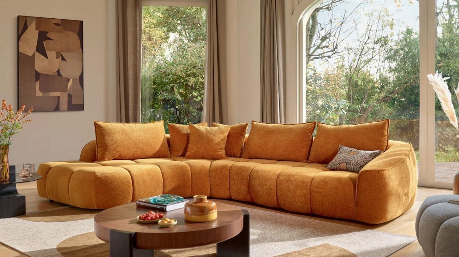 Zestaw narożny pomarańczowy Ondulate XL - Sofa narożna Ondulate XL - lewy narożnik