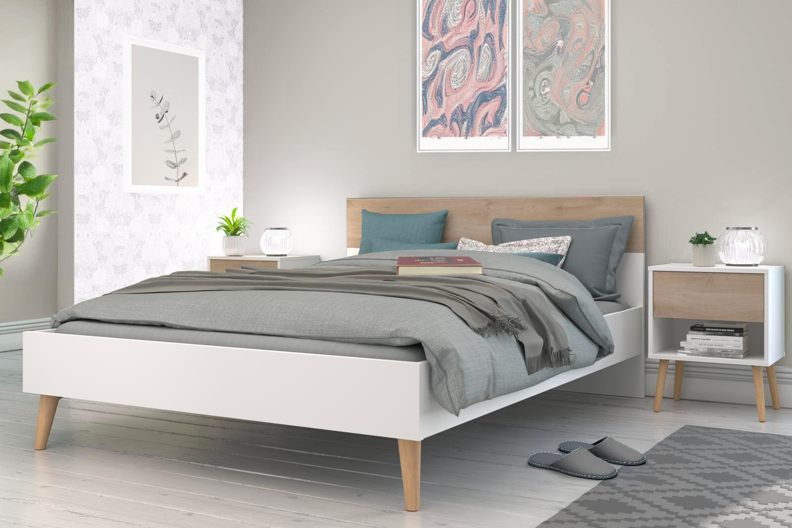 Łóżko małżeńskie w skandynawskim designie Aalborg