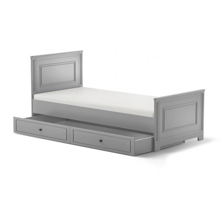 Bellamy, Ines - łóżko 90x200 z szufladą-Neutral Gray