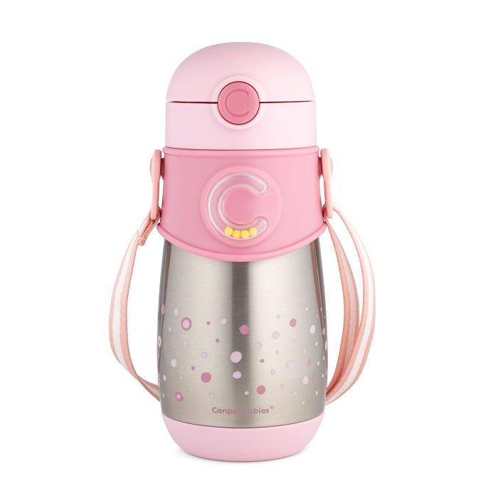 Canpol Babies Bidon termiczny z silikonową rurką 300 ml - 74/054-Różowy