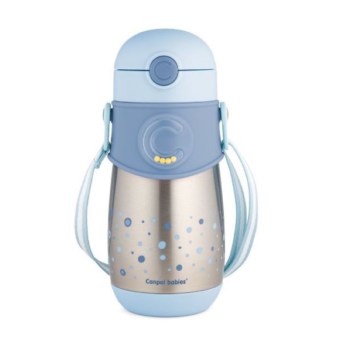 Canpol Babies Bidon termiczny z silikonową rurką 300 ml - 74/054-Niebieski