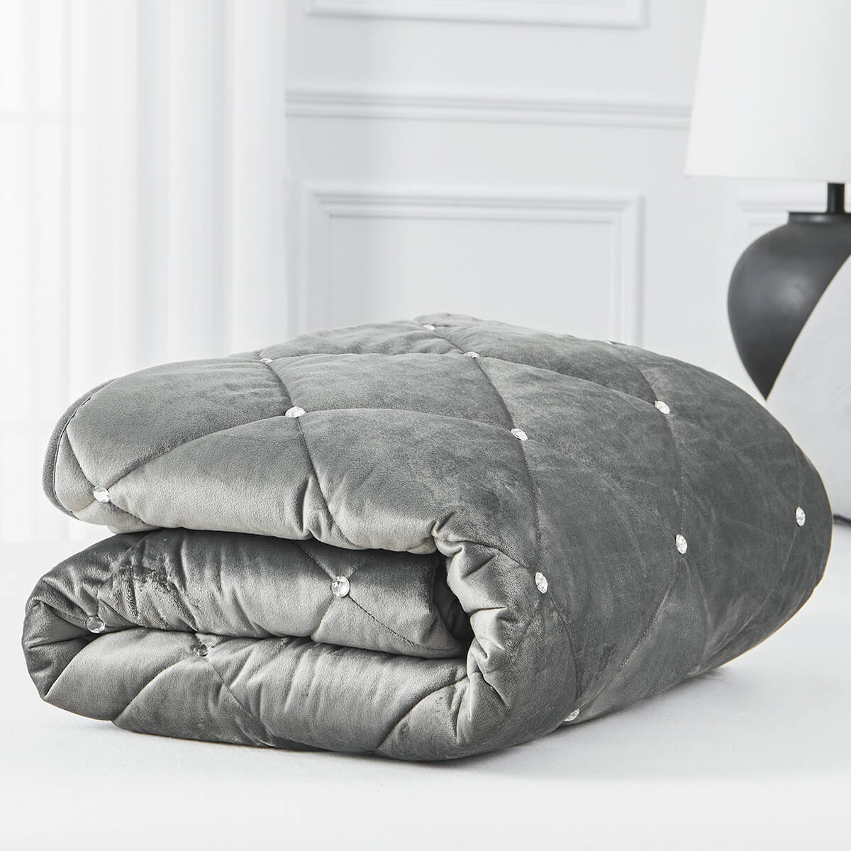 Narzuta 200 x 220 cm glam holland velvet gray - Alena Firany