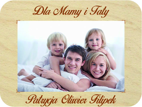 Prezent dla Mamy i Taty ramka na zdjęcie, drewniana kartka z życzeniami na Dzień Mamy i Taty IMIĘ grawer