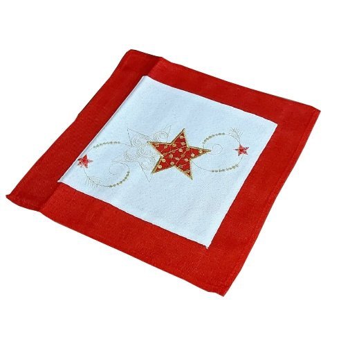 Serwetka świąteczna lniana haftowana 35x35 wz. BM-04-35