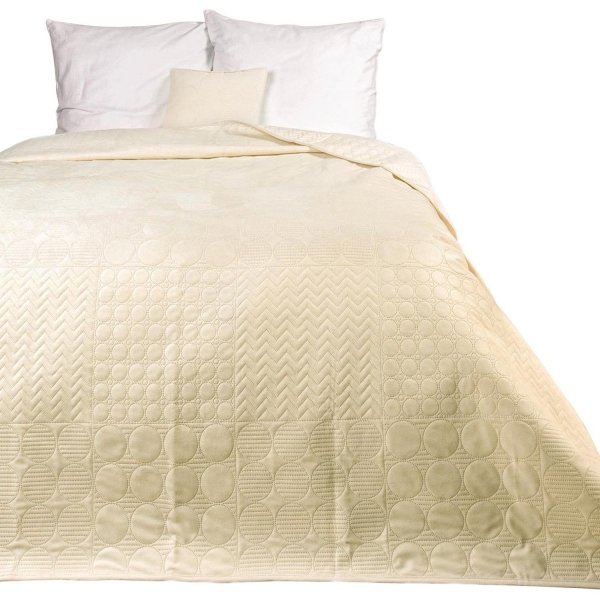 Narzuta pikowana ELEGANT na łóżko 240x220 wz. cream