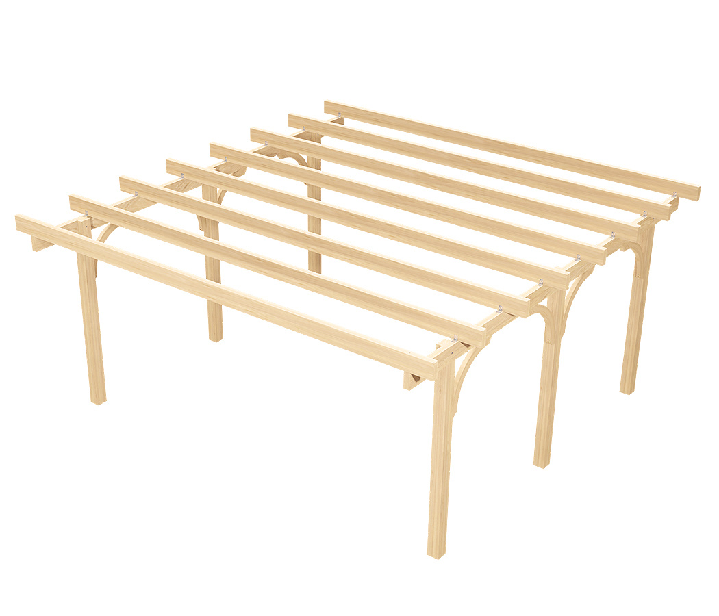 Wiata | KVH Sucha Premium - 500 x 500 cm - słupki 12x12x215 cm garażowa wolnostojąca - zastrzał łuk