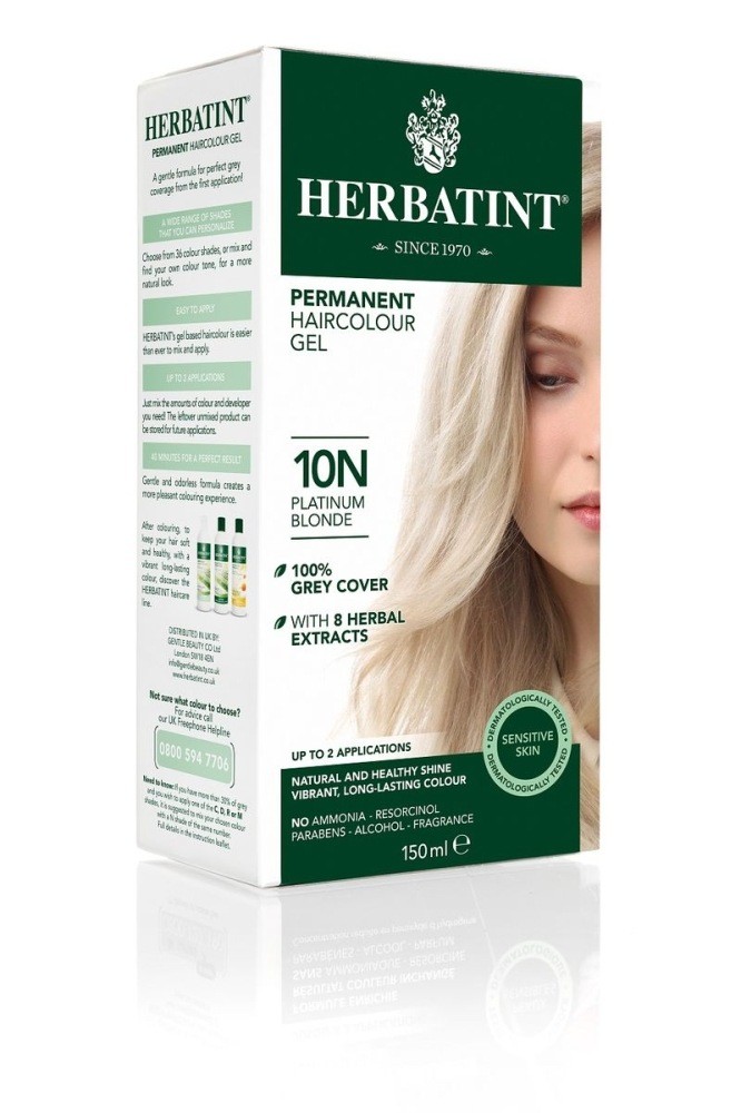 NATURALNA FARBA DO WŁOSÓW Herbatint trwała 10N PLATYNOWY BLOND 150 ml
