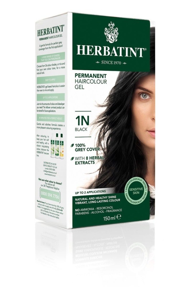 NATURALNA FARBA DO WŁOSÓW Herbatint trwała 1N CZARNY 150 ml