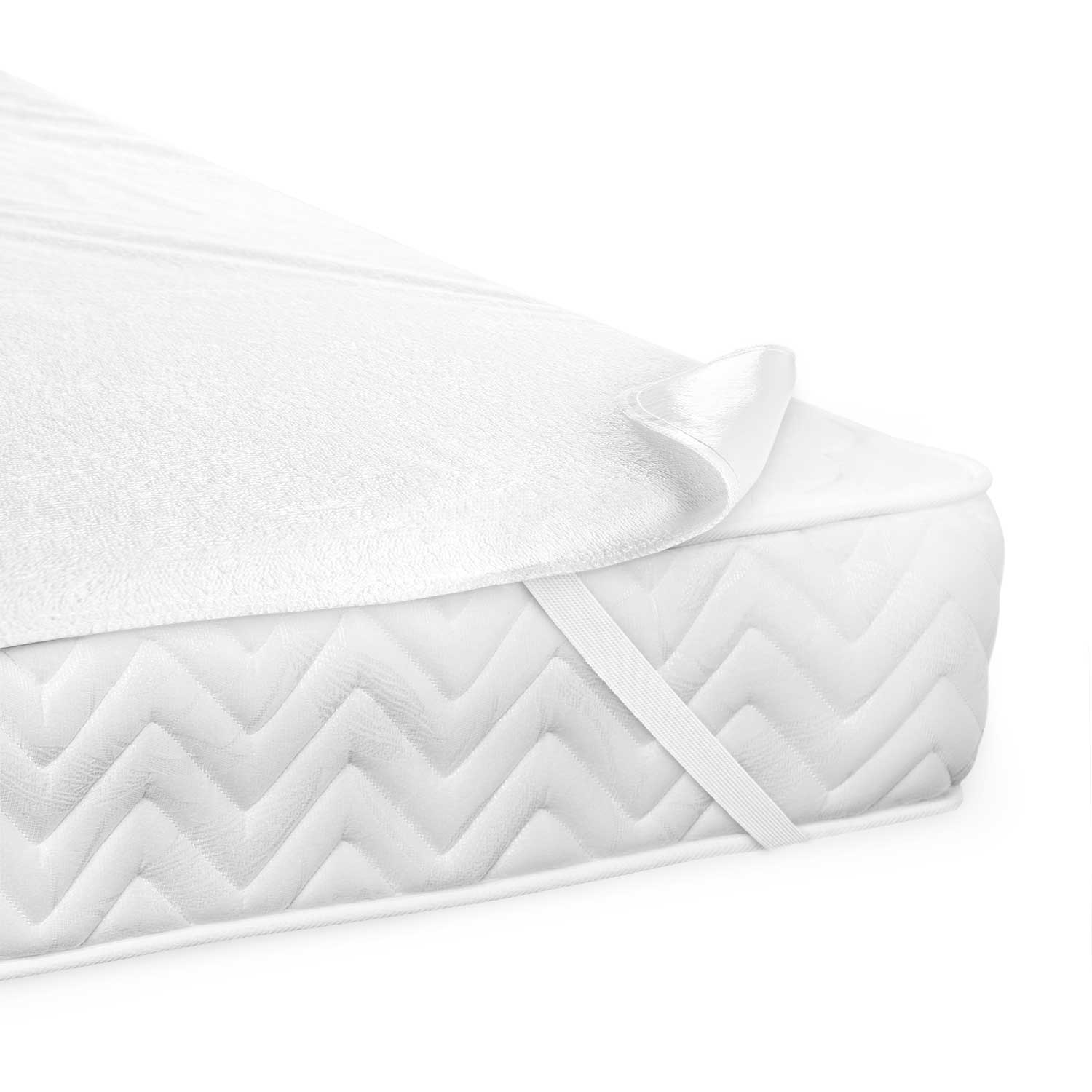 Ochraniacz na materac 130 x 200 FROTTE z gumką oddychający biały ART.135