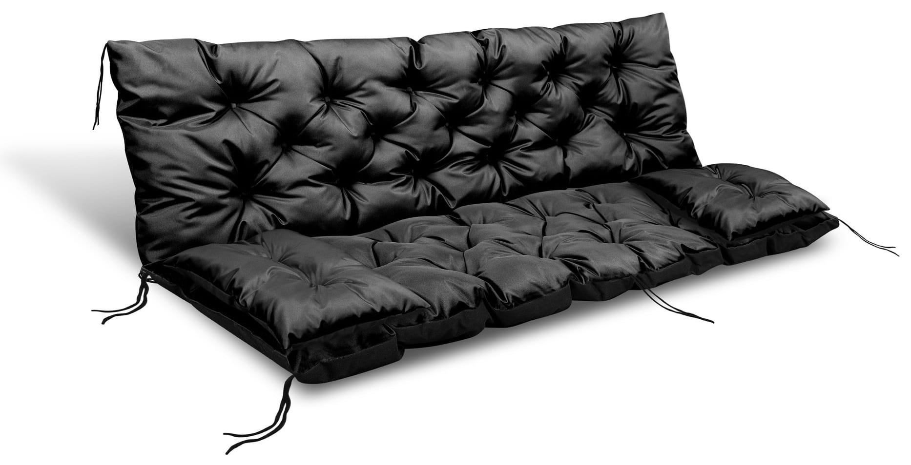 Poduszka ogrodowa 180x60x50 cm + 2 poduszki na ławkę huśtawkę wodoodporna czarna