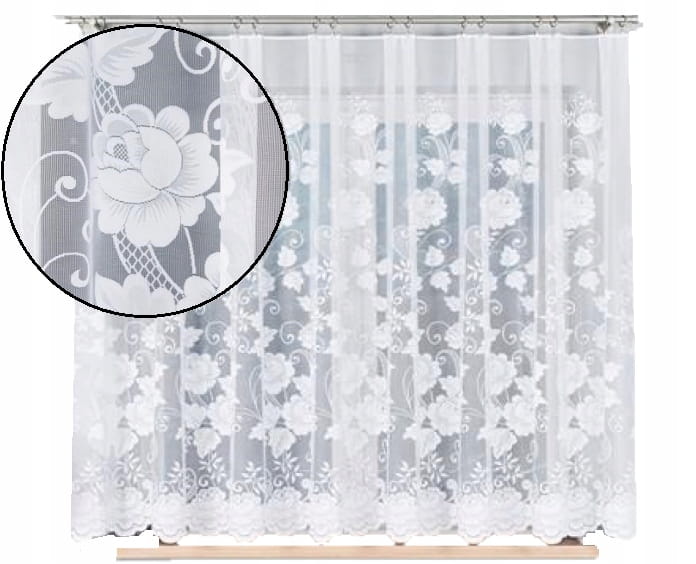 Firana żakardowa Róże 160x200 – elegancka, nieprzezroczysta, idealna