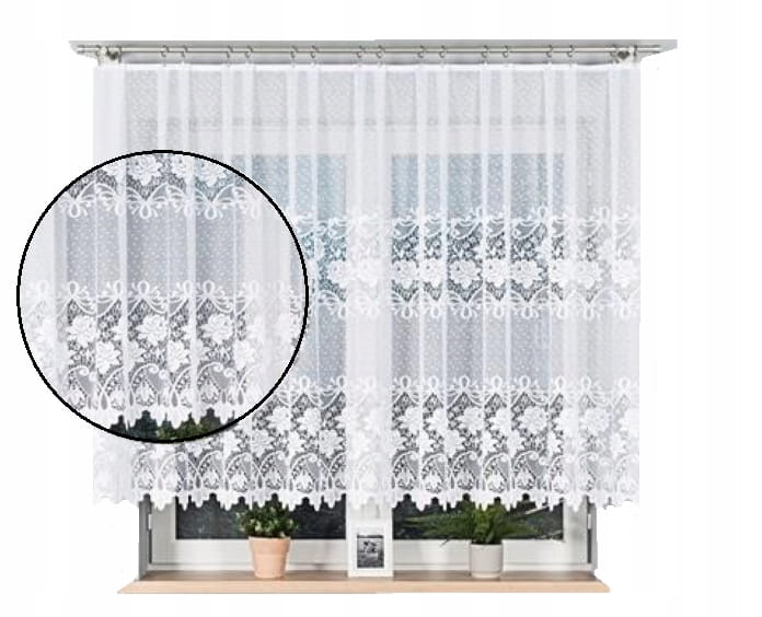 Firana żakardowa w kwiaty z taśmą 120x300 - uroczy wygląd salonu