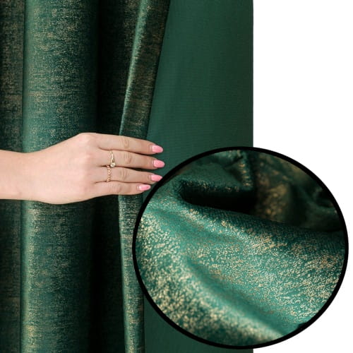 Zasłona velvet Eleonora na przelotkach 180x140 zielono-złota styl glamour