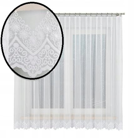 Delikatna firana z haftem na dole 140x250 BT123397 - Idealna do Salonu