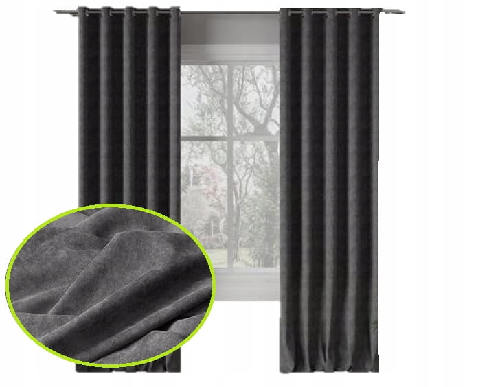 ``` Zasłona Milas ciemny szary na taśmie 210x140 - elegancki dodatek