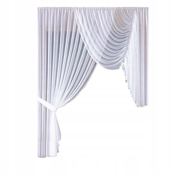 SZYKOWNA Firanka gotowa BIAŁY woal KRESZ 250x400 cm - idealna do salonu