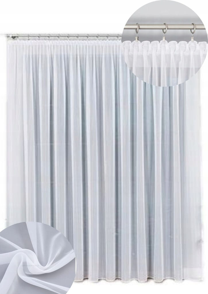 Firana gotowa z woalu Michella wys 260x250cm idealna dla salonu z ołowianką