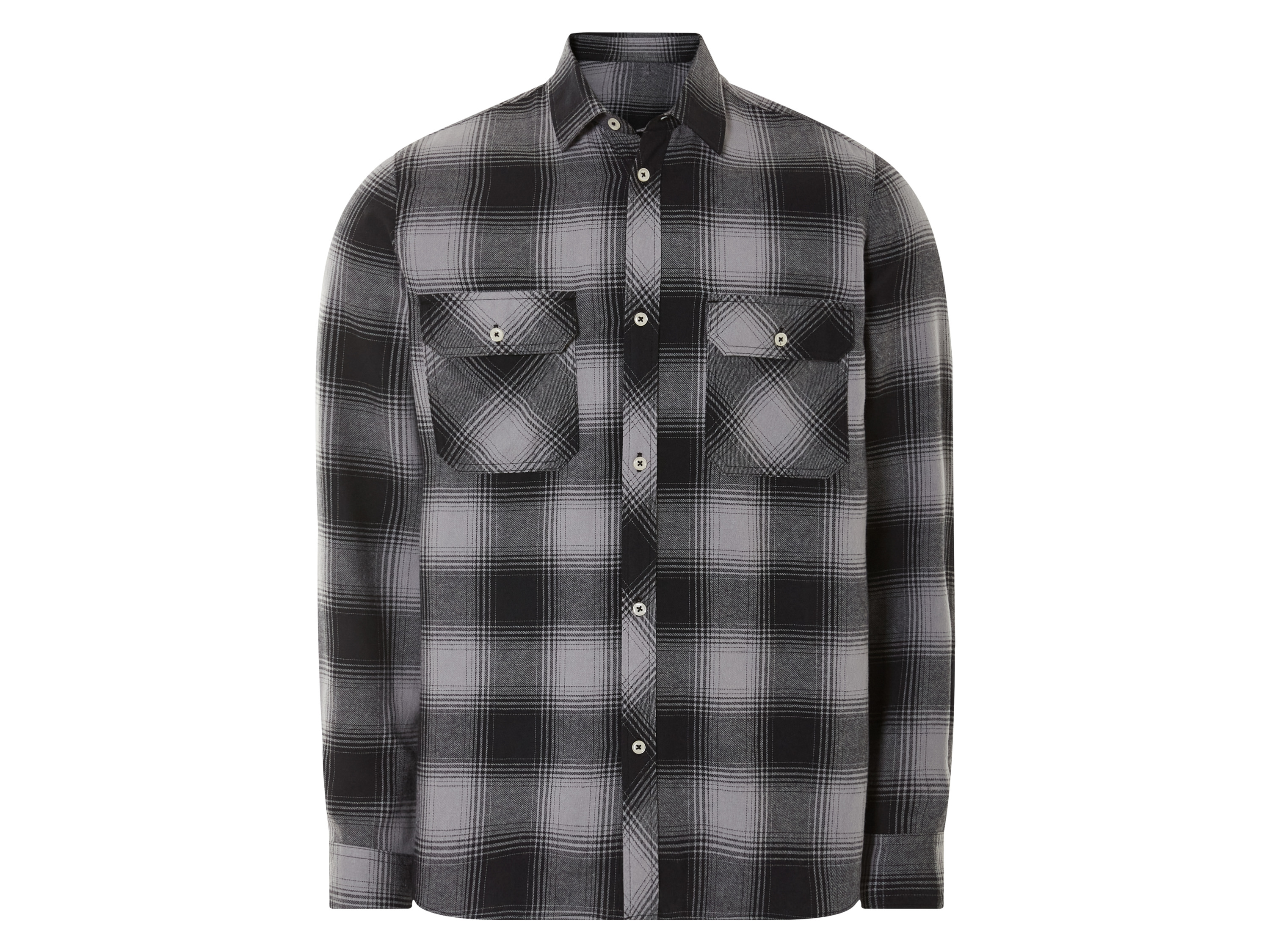 Livergy Koszula flanelowa męska czarny/szary/kratka, M 39/40