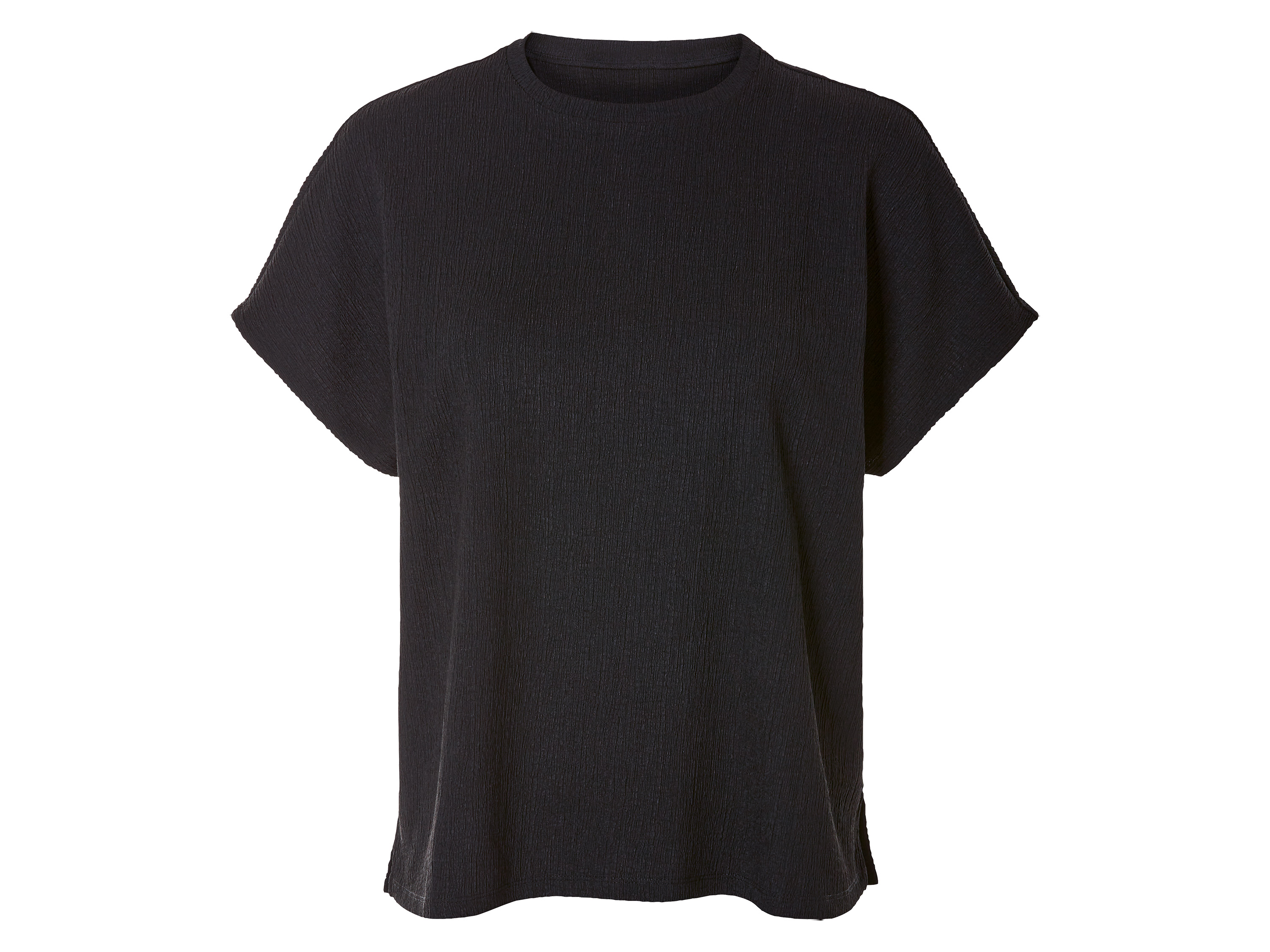 esmara T-shirt damski z marszczoną strukturą XS 32/34, Czarny