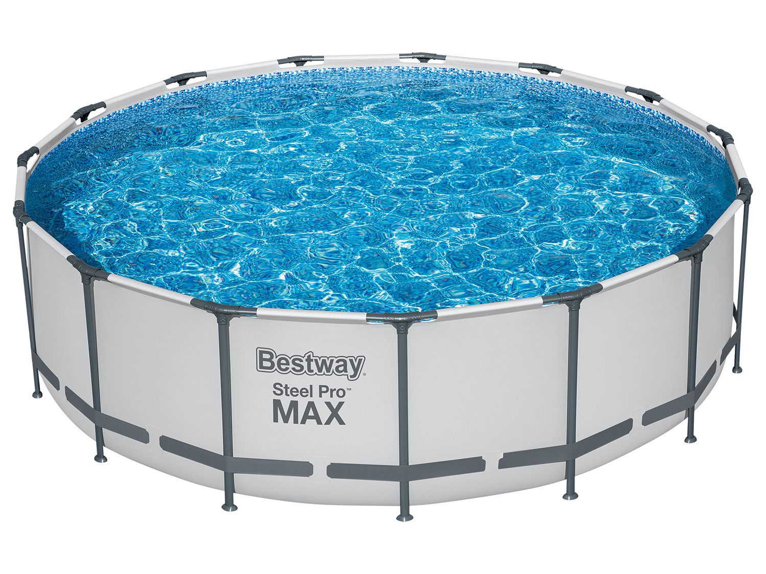 Bestway Basen stelażowy z pompą filtracyjną Steel Pro Max Ø 457 x 122 cm, jasnoszary, okrągły