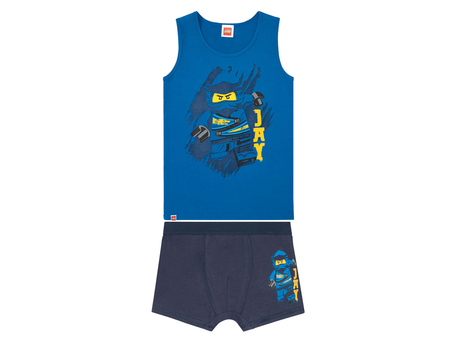 Bielizna dziecięca z kolekcji Lego podkoszulka + majtki/bokserki 110/116, Ninjago niebieski/ ciemnoniebieski