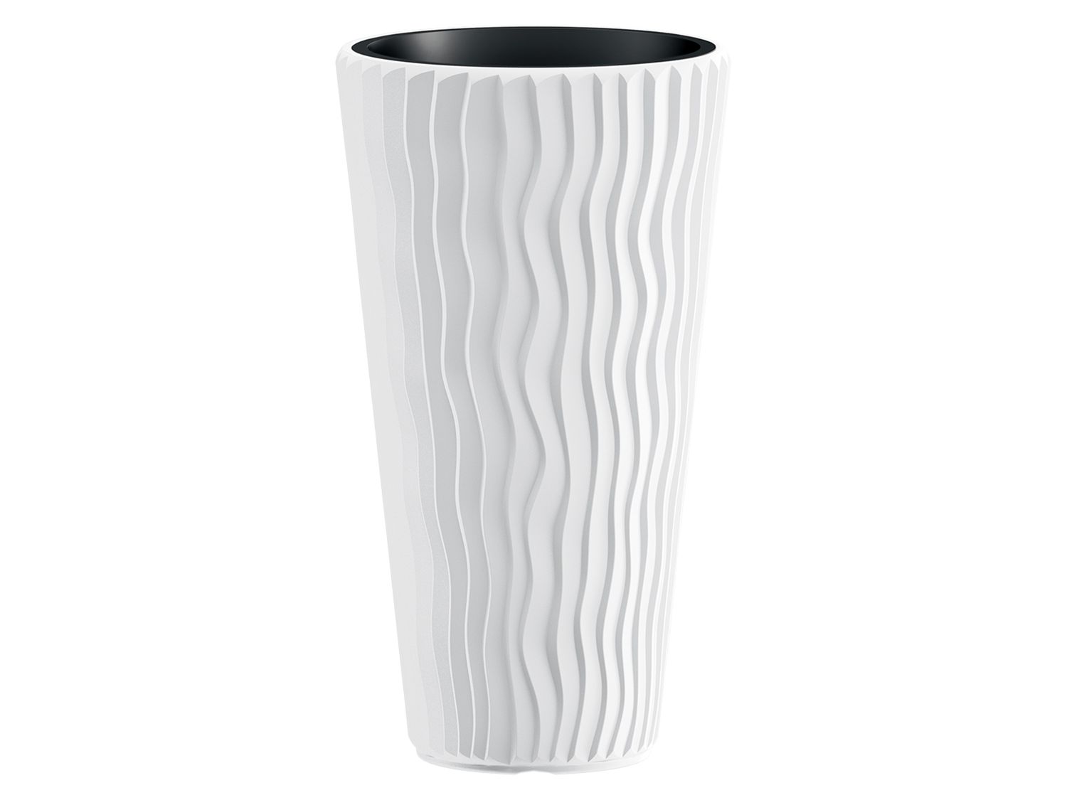 Prosperplast Donica Sandy Slim, z wyjmowanym wkładem, w optyce pionowych fal 30 x 53 x 30 cm szer. x wys. x gł., Biały