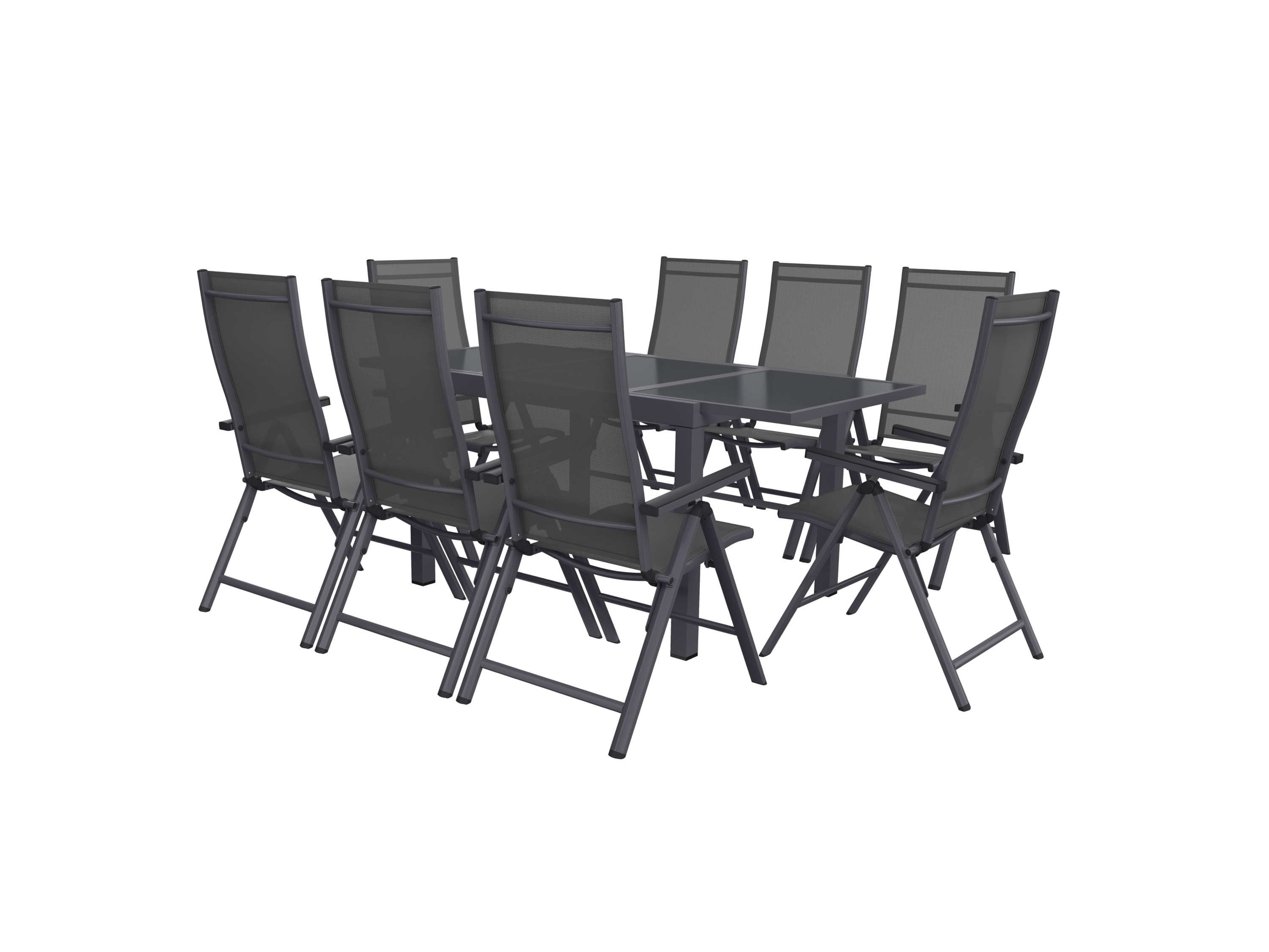 Livarno home Zestaw aluminiowych mebli ogrodowych Houston, stół rozkładany i 8 foteli