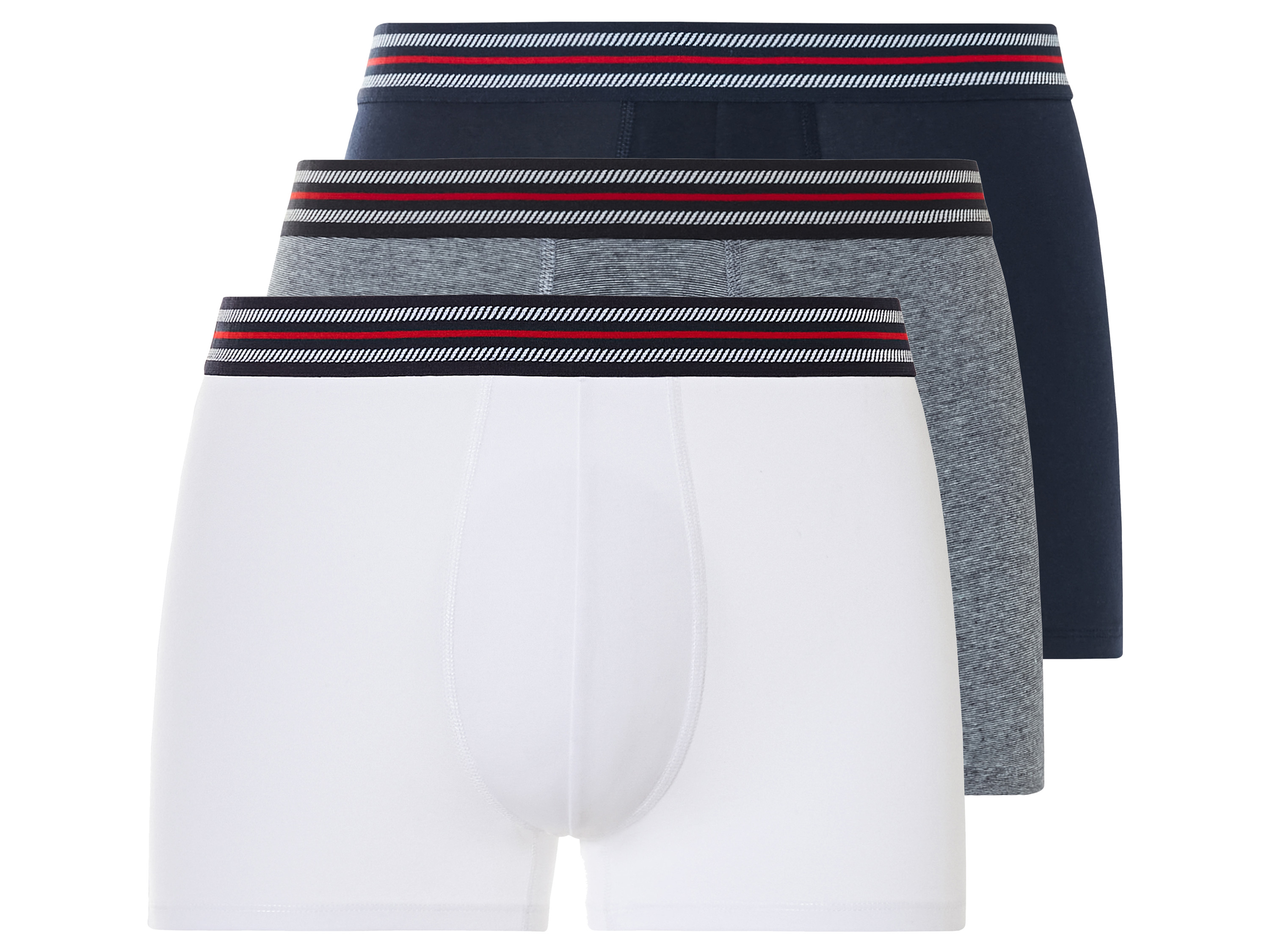 Livergy Bokserki męskie z bawełny, 3 pary Granatowy/jasnoniebieski/biały, 7/Xl