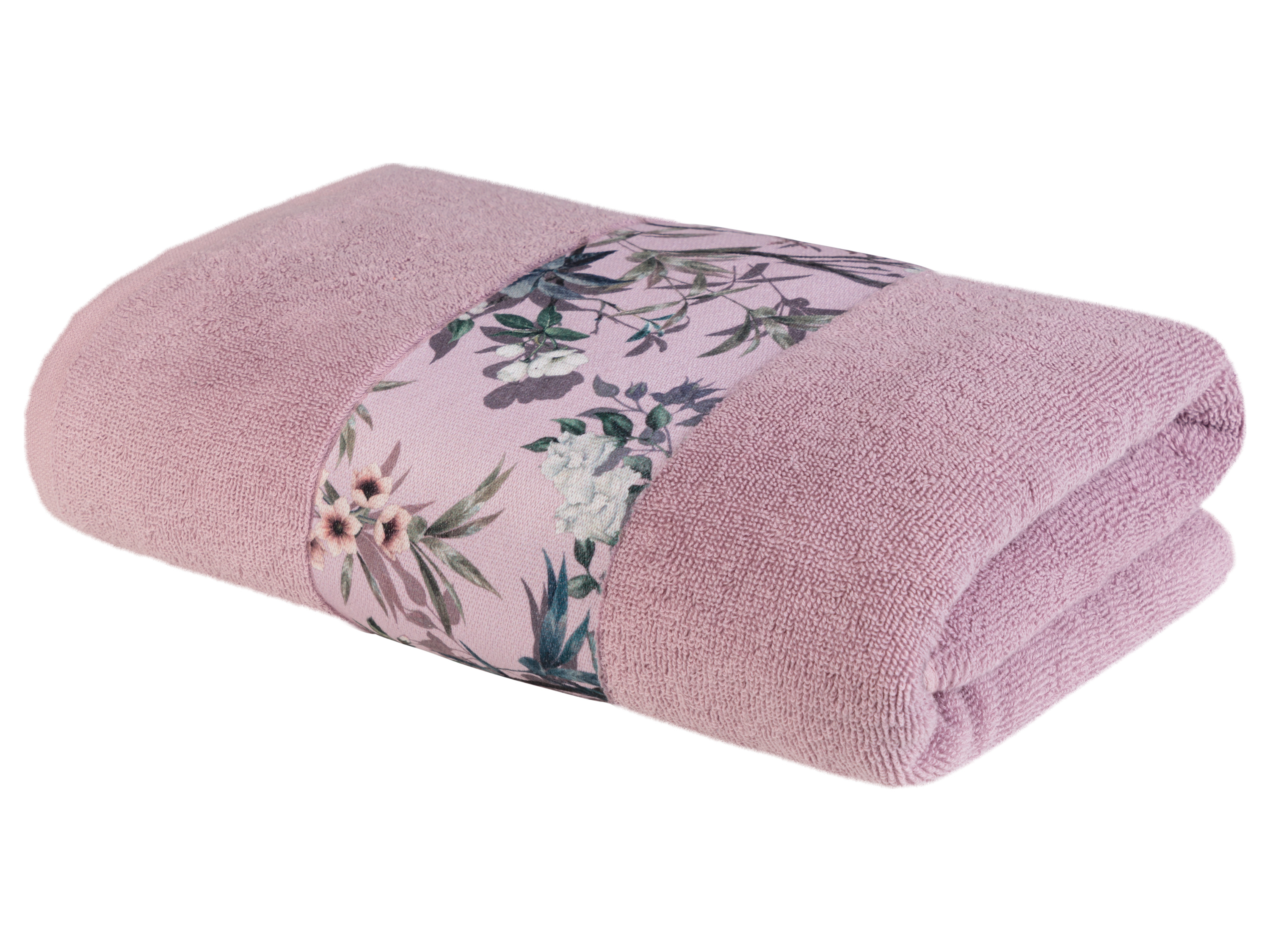 Livarno home Ręcznik kąpielowy frotte, 70 x 140 cm Kwiaty/ różowy