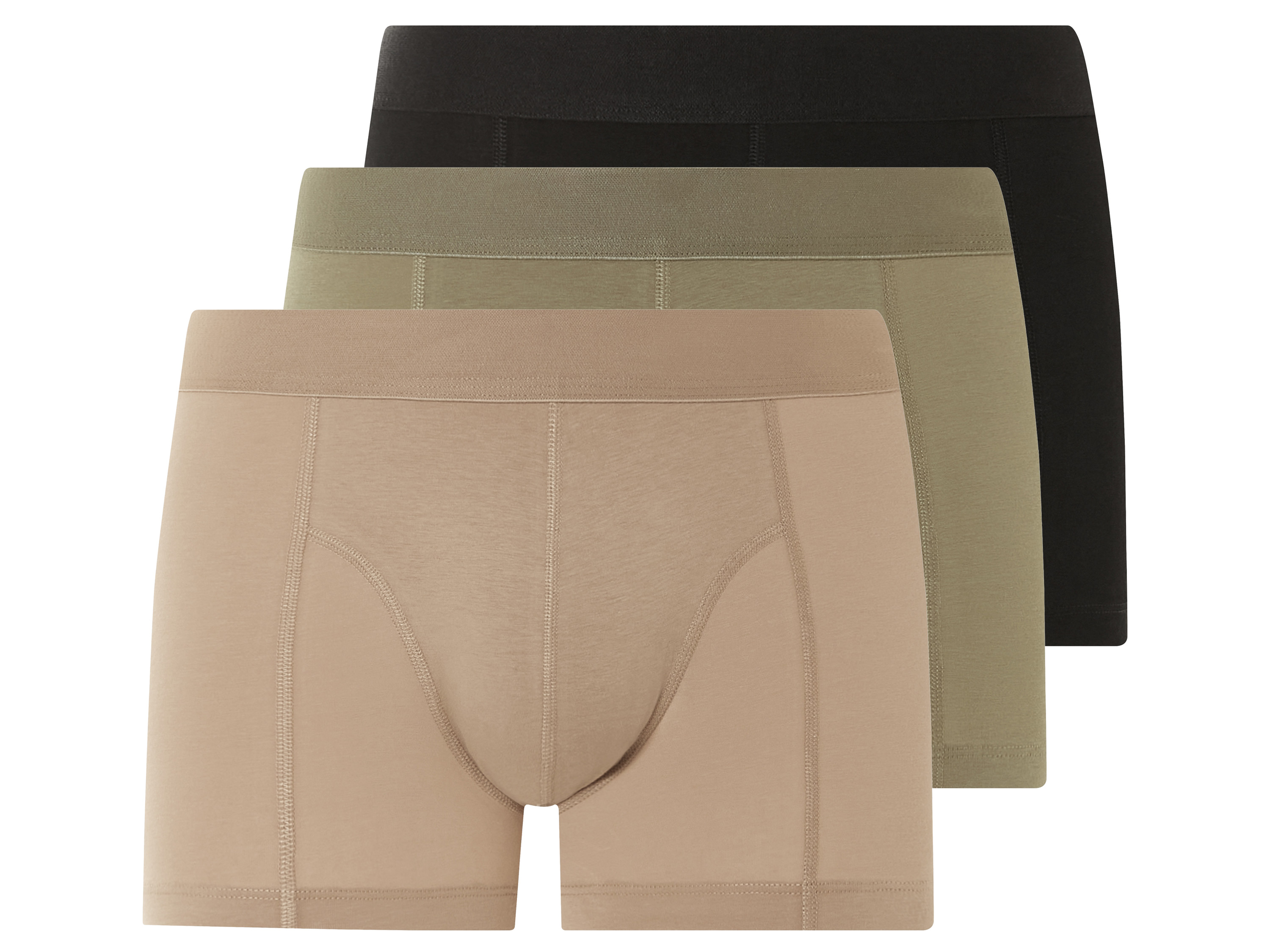 Livergy Bokserki męskie z bawełny organicznej, 3 pary czarny/khaki/beżowy, 6/L