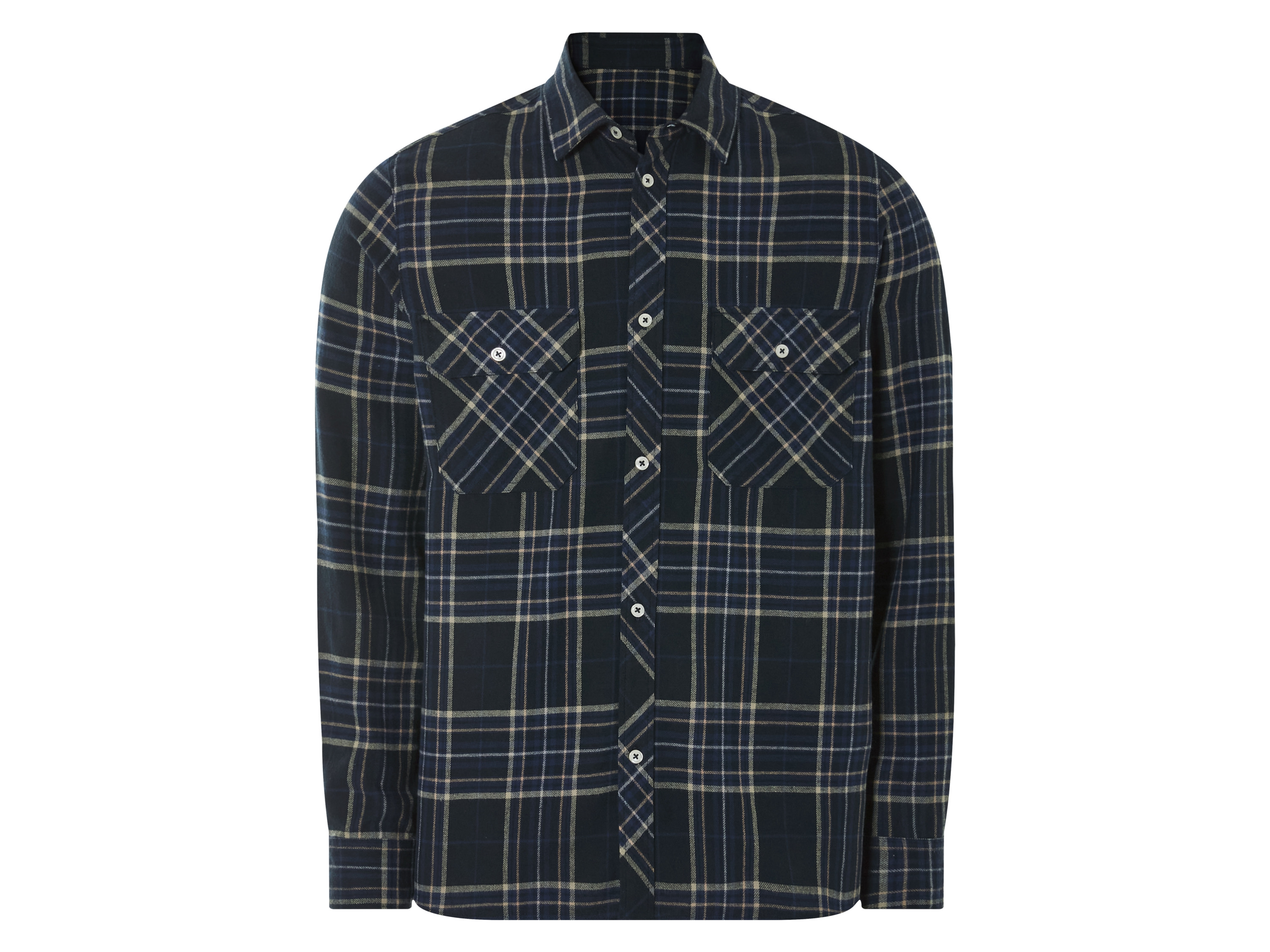 Livergy Koszula flanelowa męska czarny/niebieski/kratka, M 39/40