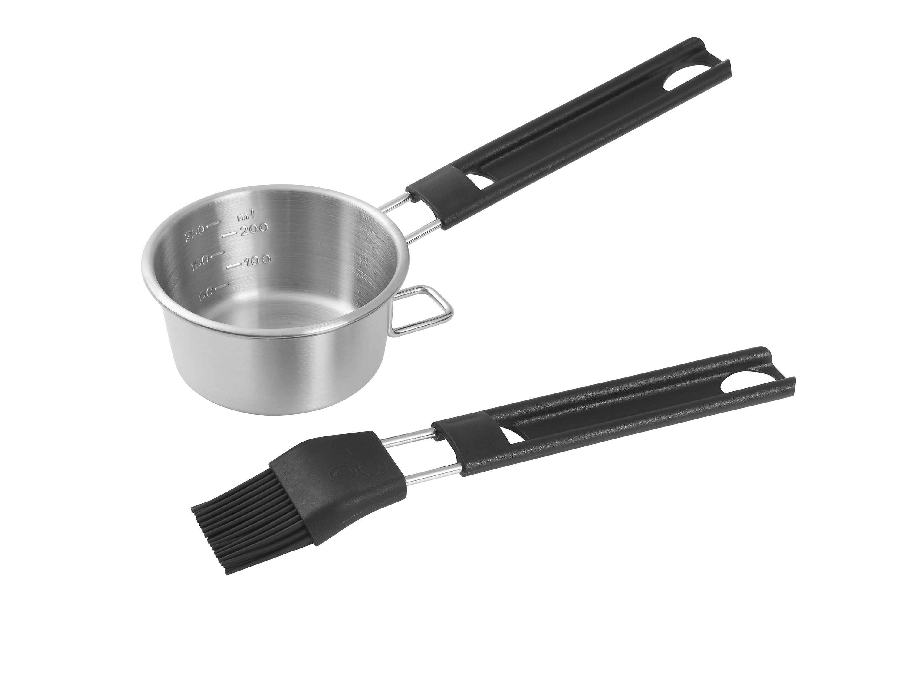 Grillmeister Stojak do grillowania kurczaka / Uchwyt na żeberka / Prasa do hamburgerów / Zestaw do marynat / Pokrywa na hamburgery Zestaw do marynat