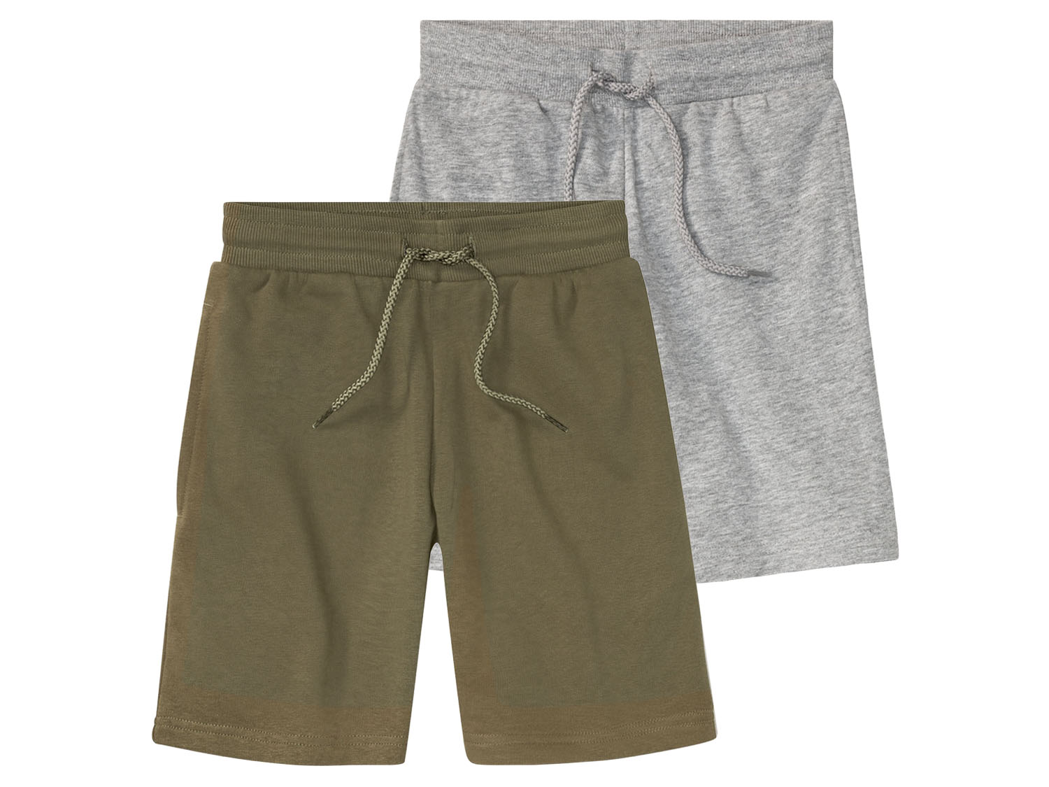 pepperts! Szorty dresowe chłopięce z bawełną, 2 pary 122/128, Szary/khaki