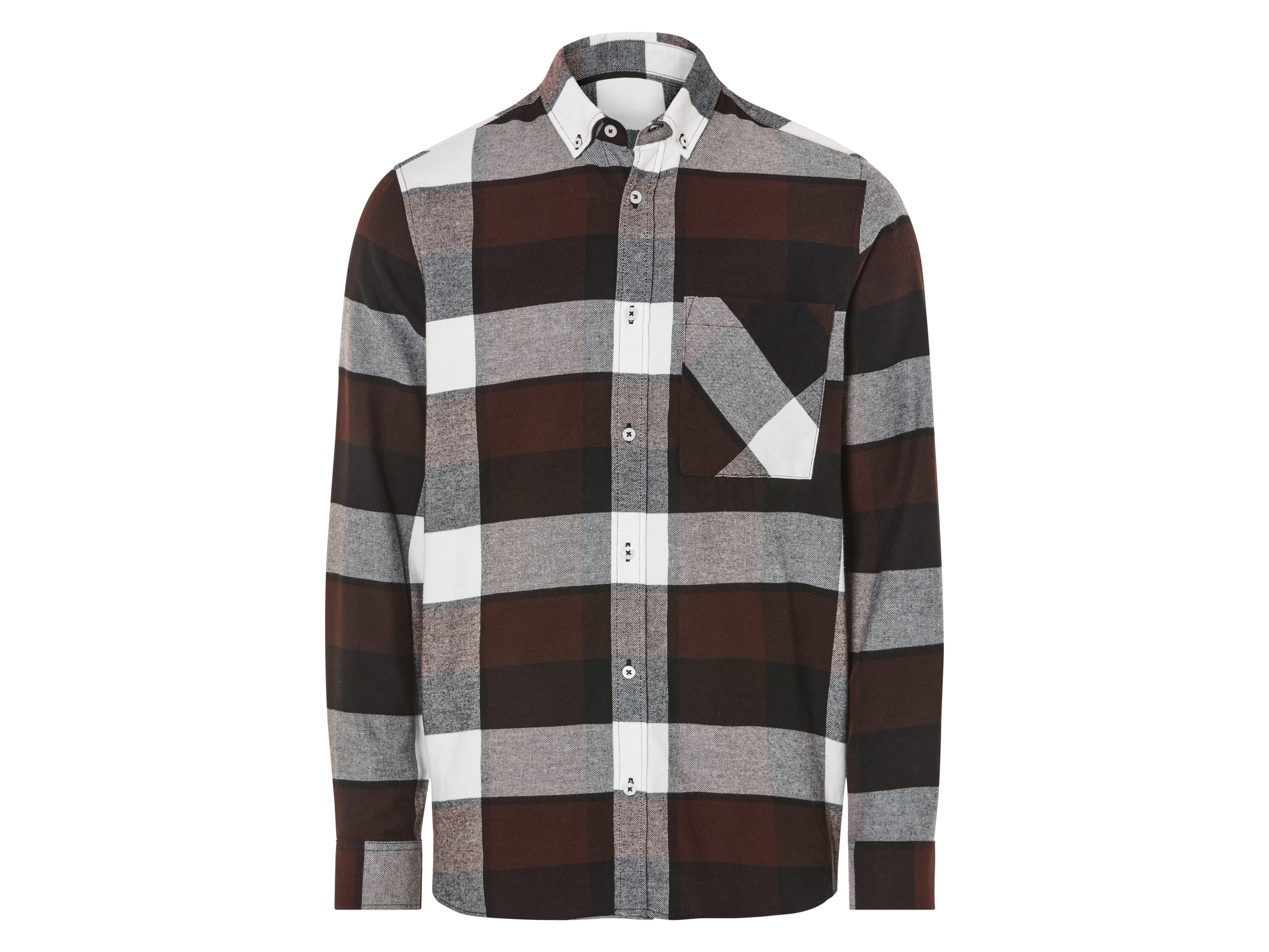 Livergy Koszula flanelowa męska z bawełny Xl43/44, Brązowy/biały