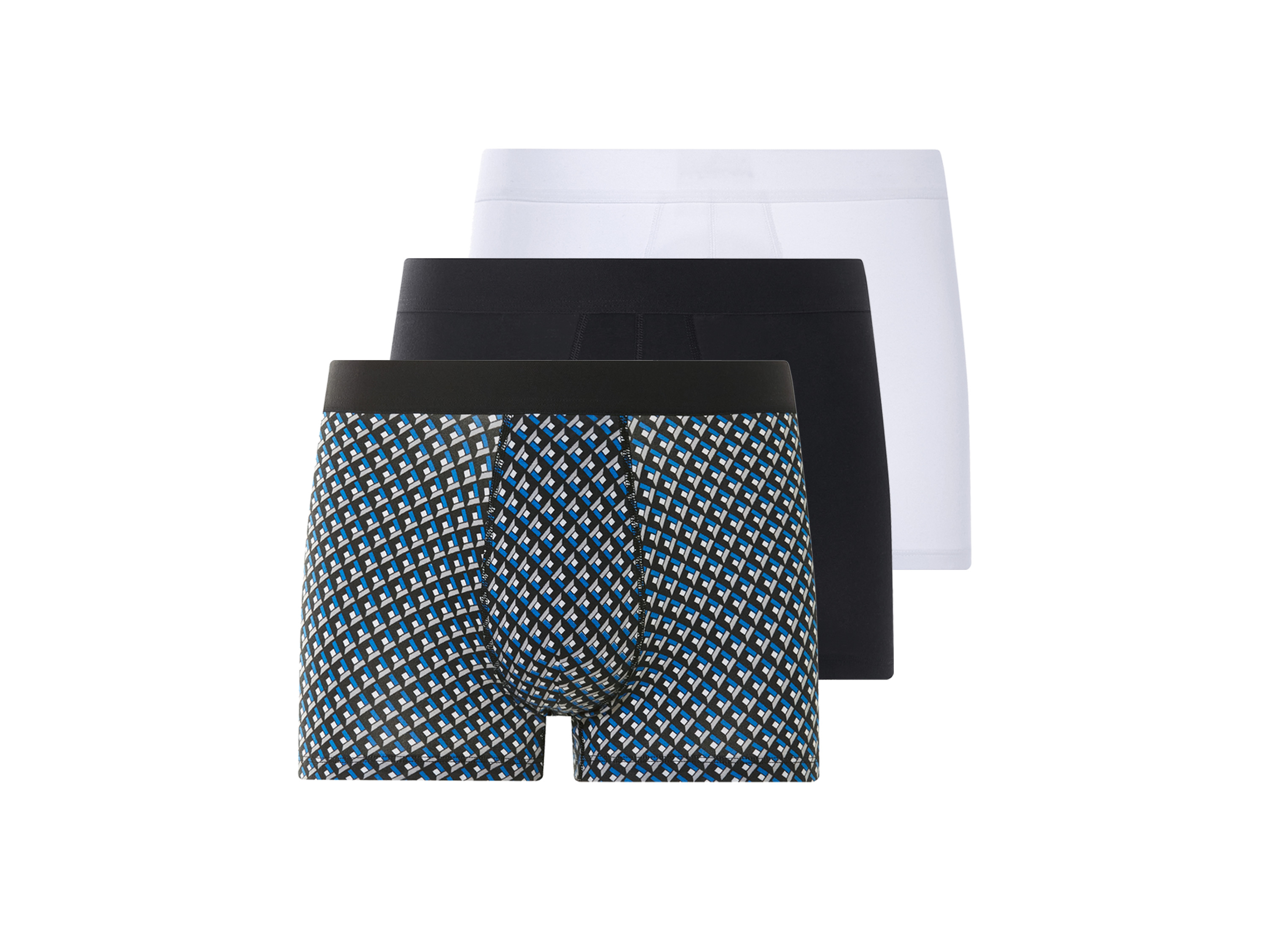 Livergy Bokserki męskie, 3 pary czarny/biały/geometryczny, 8/Xxl
