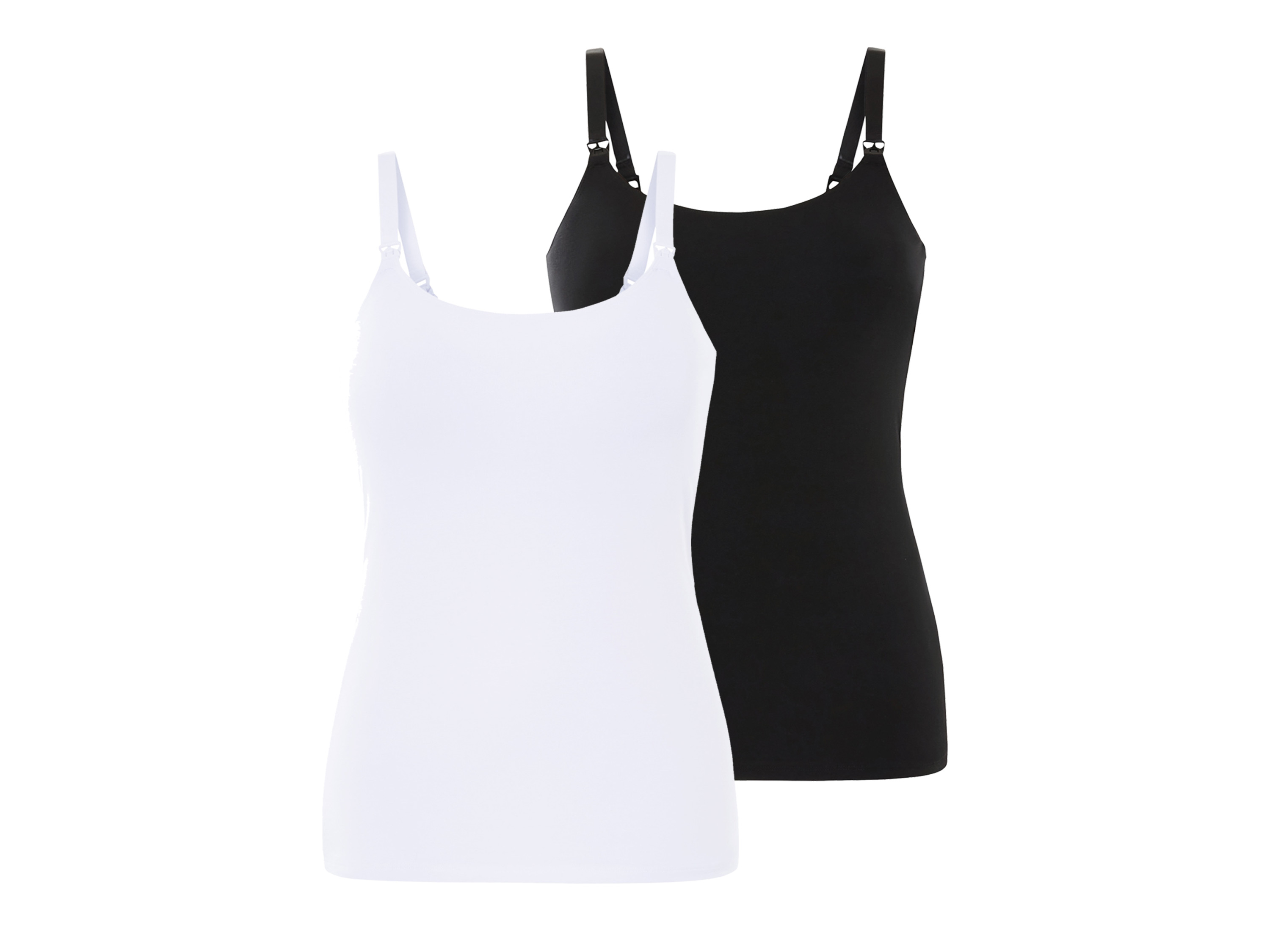 esmara Topy do karmienia z bawełny organicznej, 2 sztuki Czarny/ biały, XS 32/34