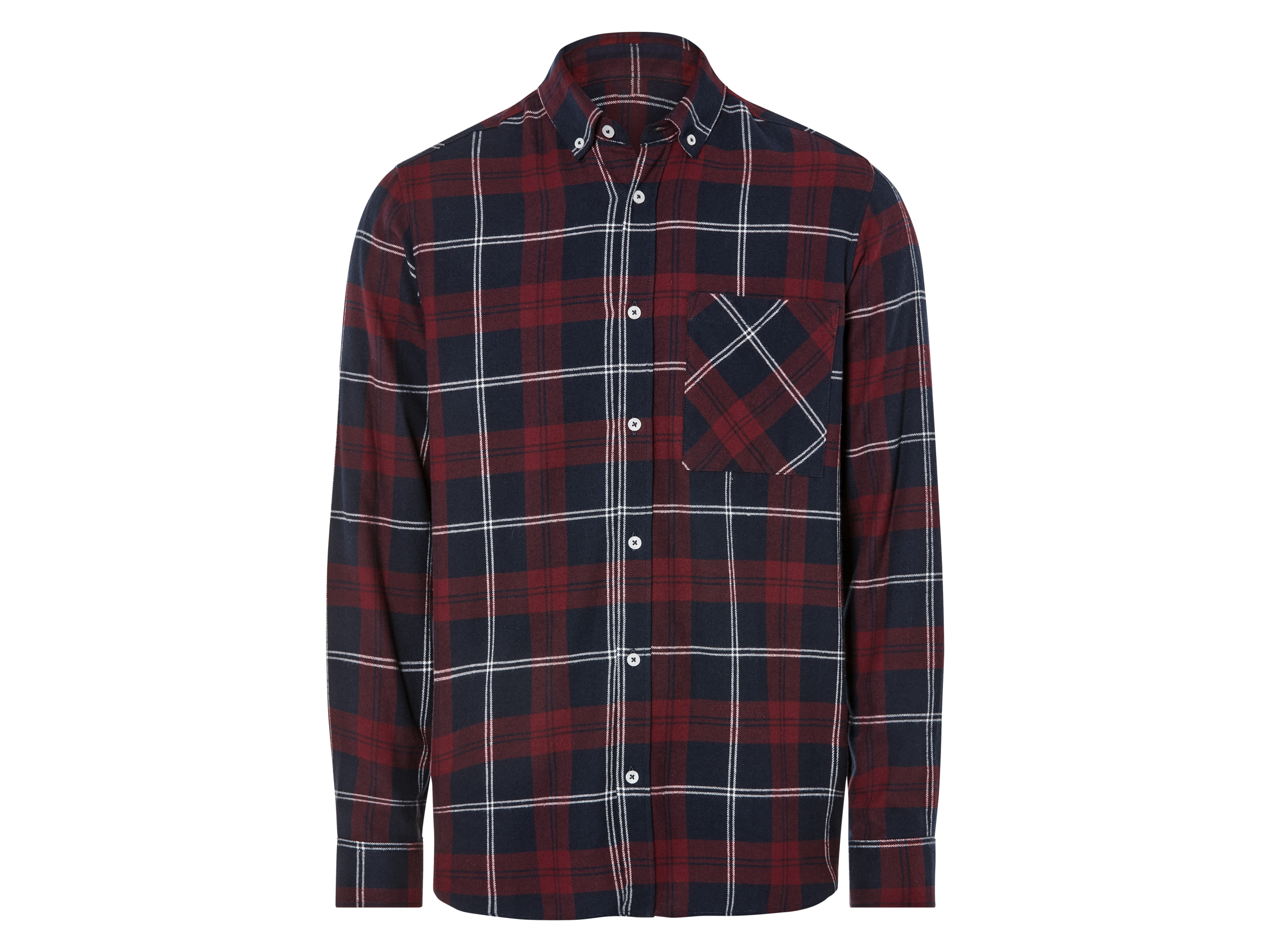 Livergy Koszula flanelowa męska z bawełny M39/40, Czerwony/niebieski