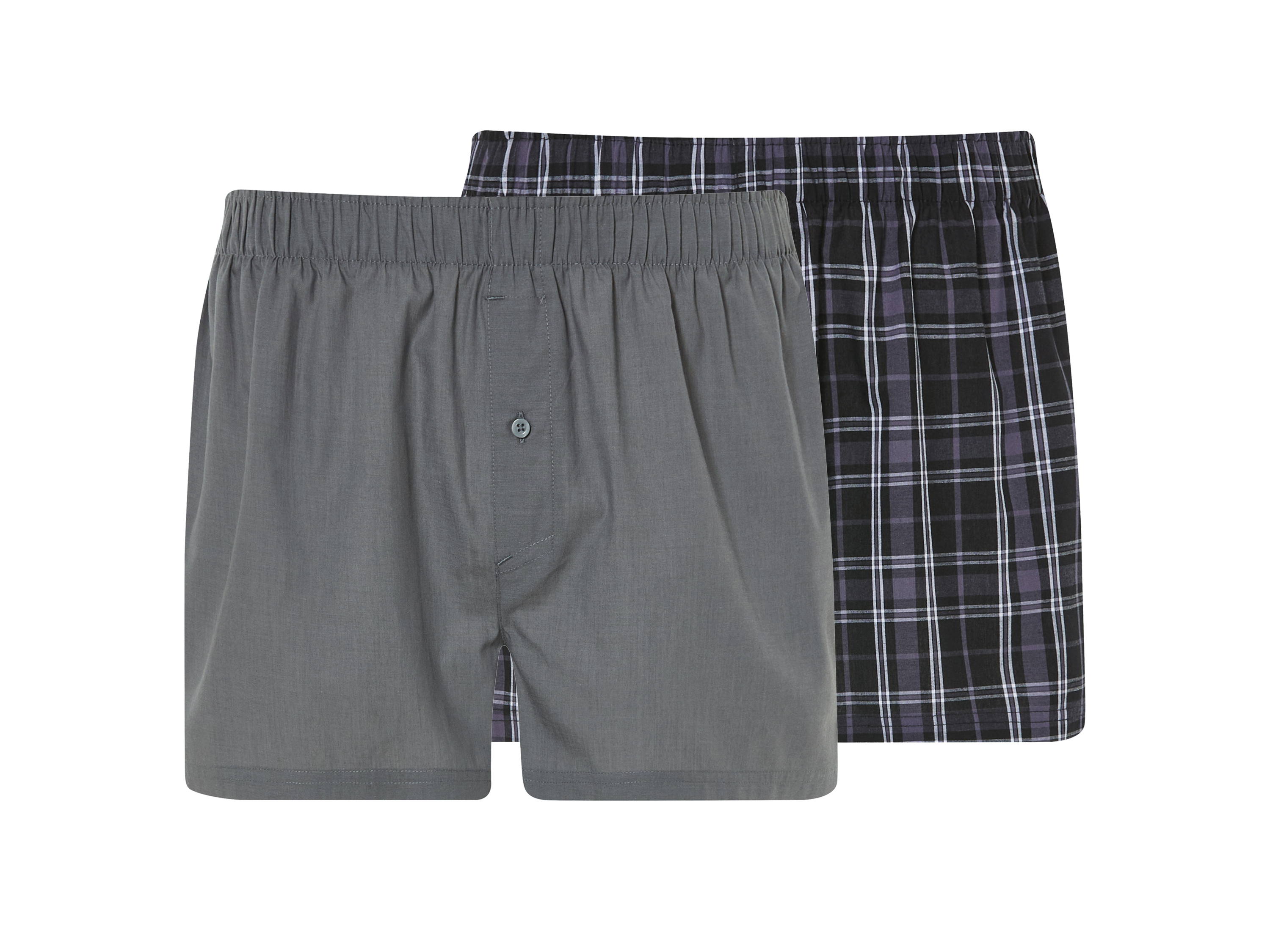 Livergy Bokserki szorty męskie z bawełną organiczną, 2 pary Szary/kratka, 7/Xl