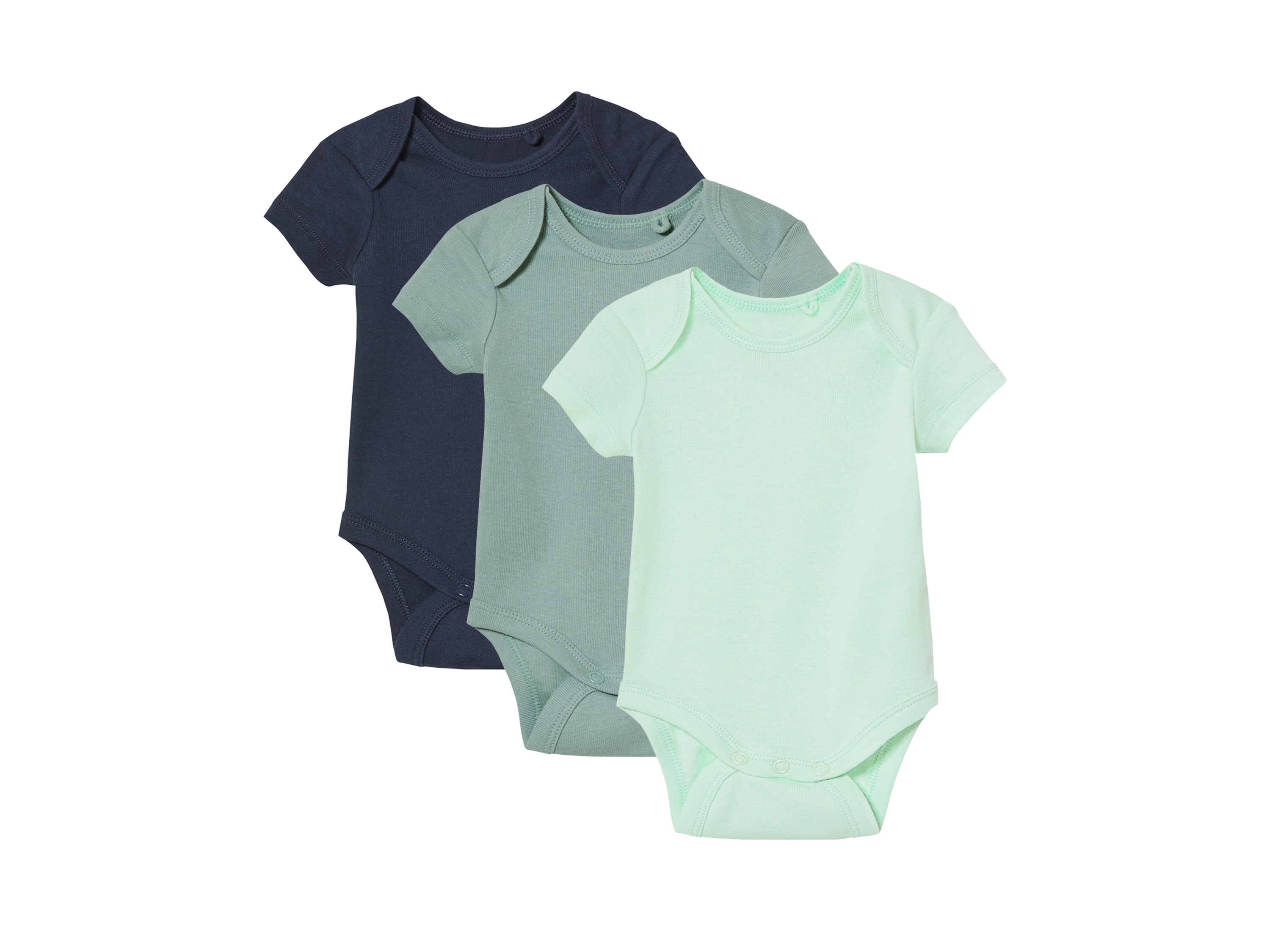 lupilu Body niemowlęce z bawełny organicznej, 3 sztuki niebieski/jasnozielony/aqua, 62/68
