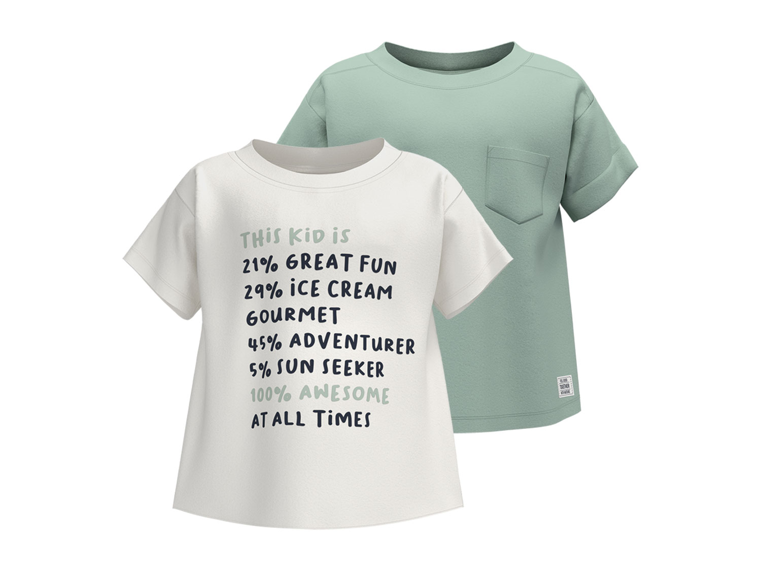 lupilu T-shirt dla chłopca, 2 szt., z okrągłym dekoltem 134/140, Miętowy/biały
