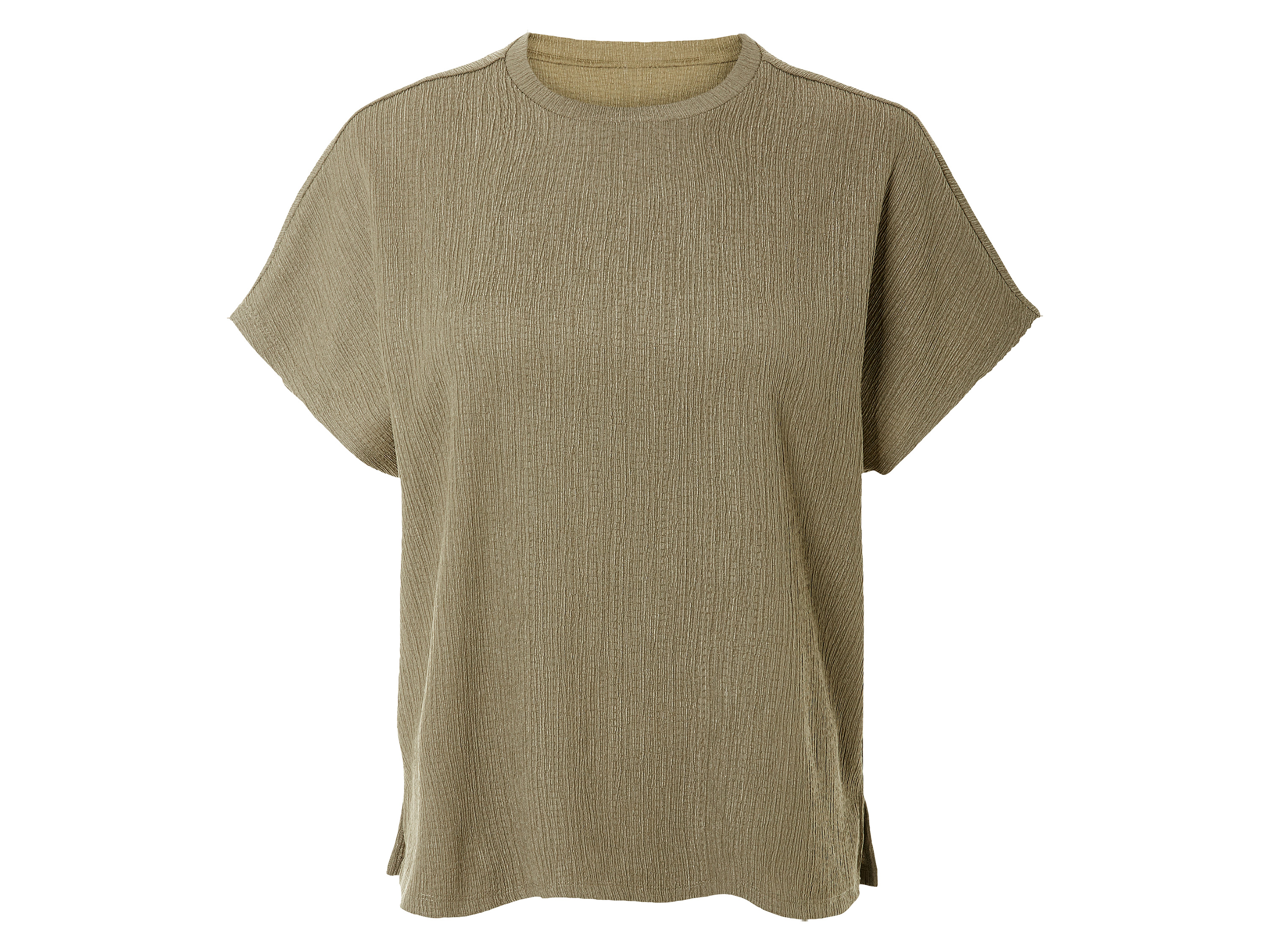 esmara T-shirt damski z marszczoną strukturą S 36/38, Oliwkowy