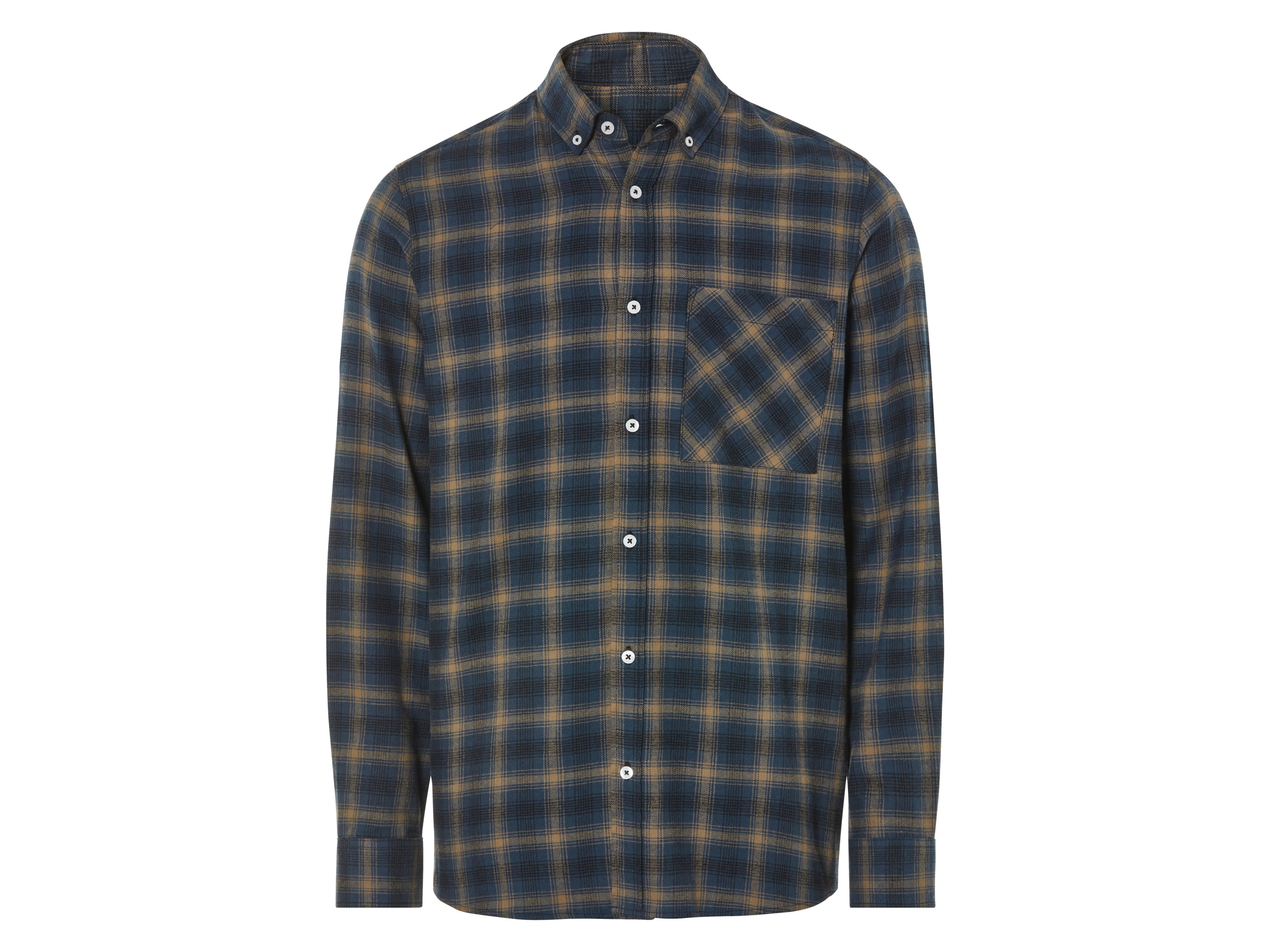 Livergy Koszula flanelowa męska z bawełny L41/42, Niebieski/brązowy